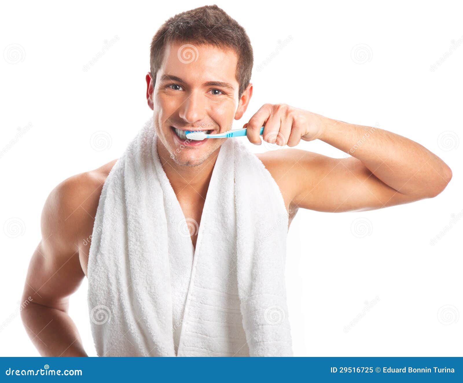 Young Man Brushing His Teeth Stock Image Image of wash, tooth 29516725