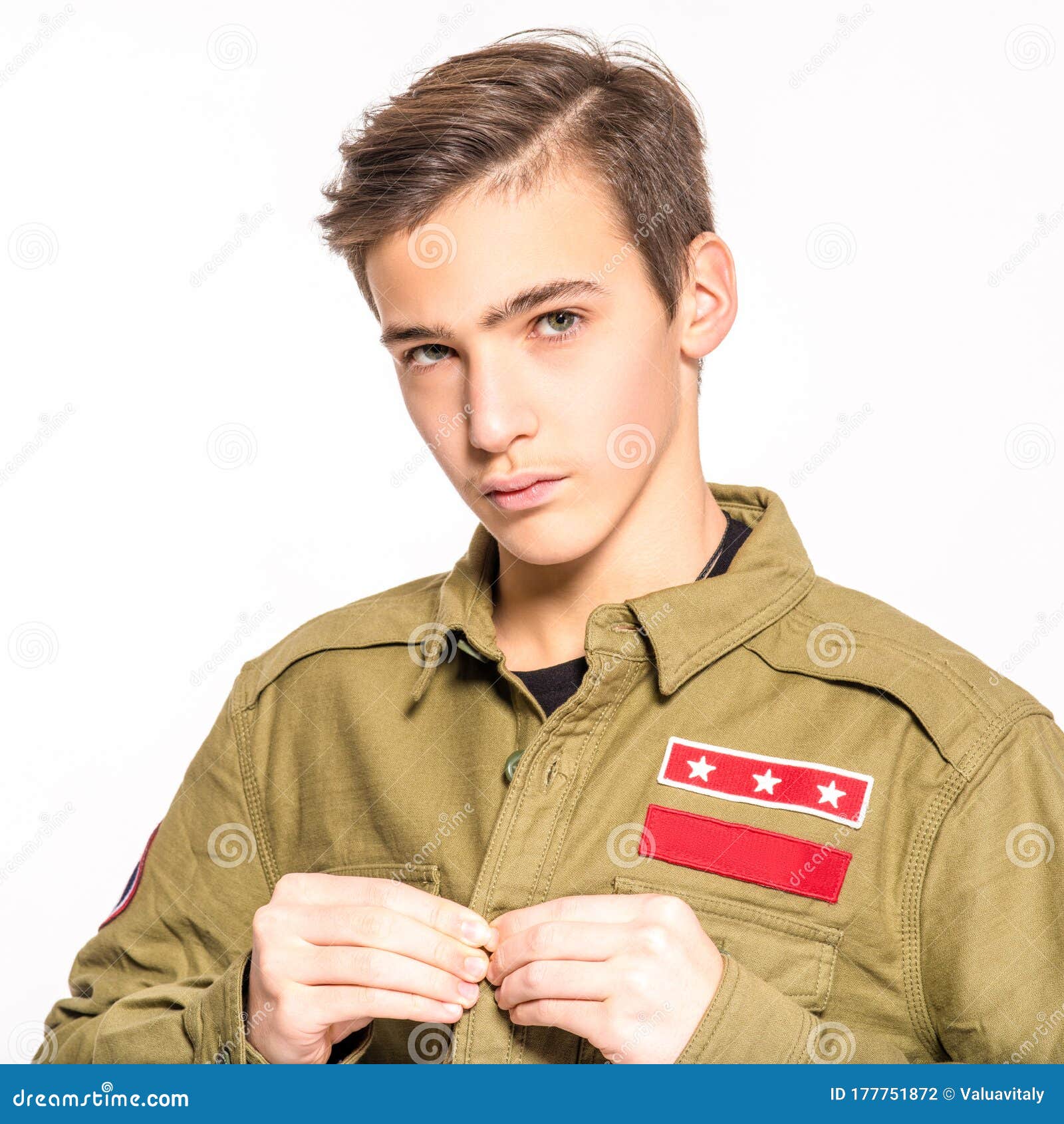 Young Man in Camouflage Clothing. Rookie in Army Clothes Stock Photo ...