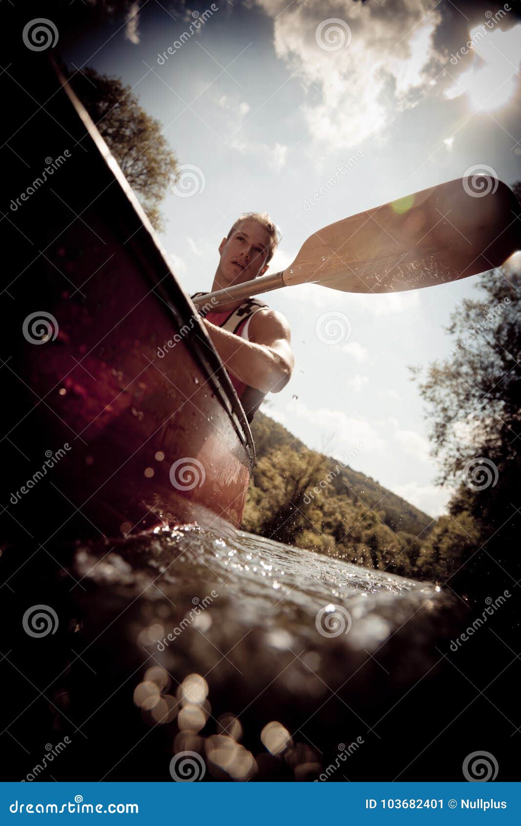 Young Man Canoeing stock image. Image of health, canoe 103682401