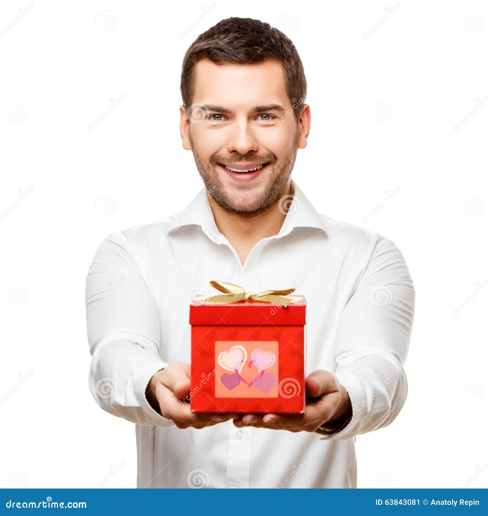 Young Man Carries Heart Shaped Box Stock Image Image Of Cute Carries 63843081