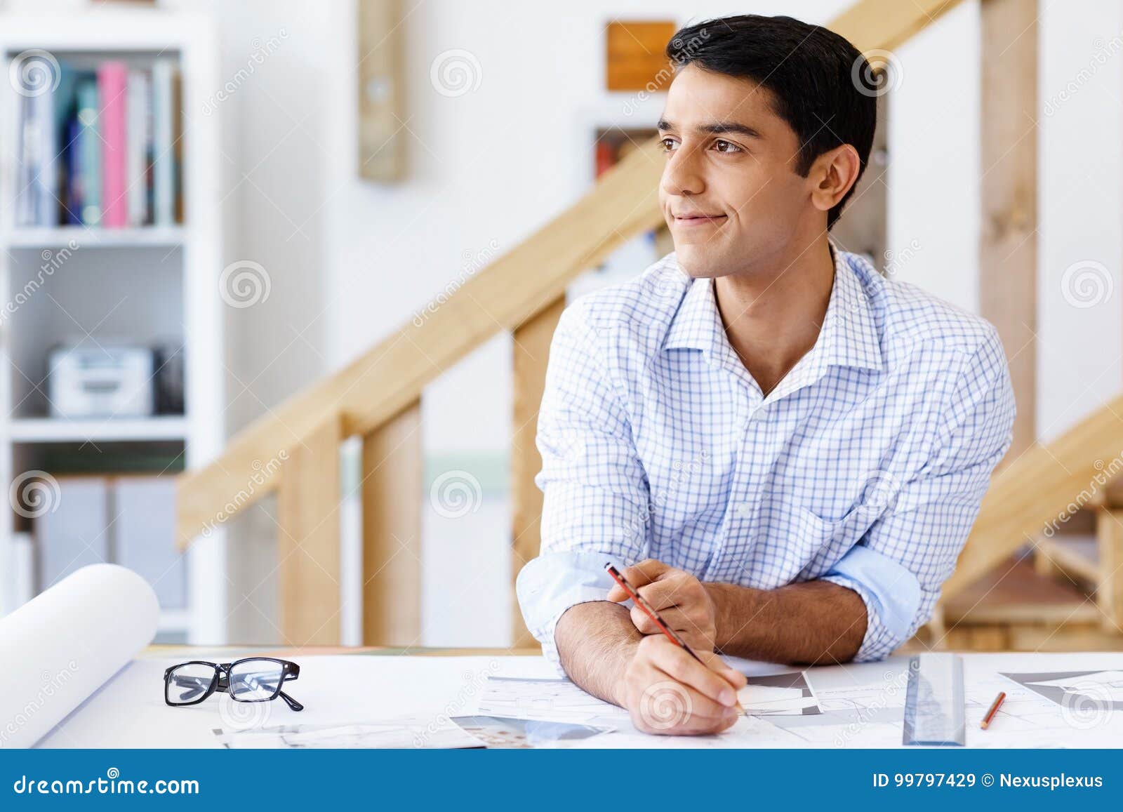 Young Man Architect in Office Stock Image Image of lifestyle, office