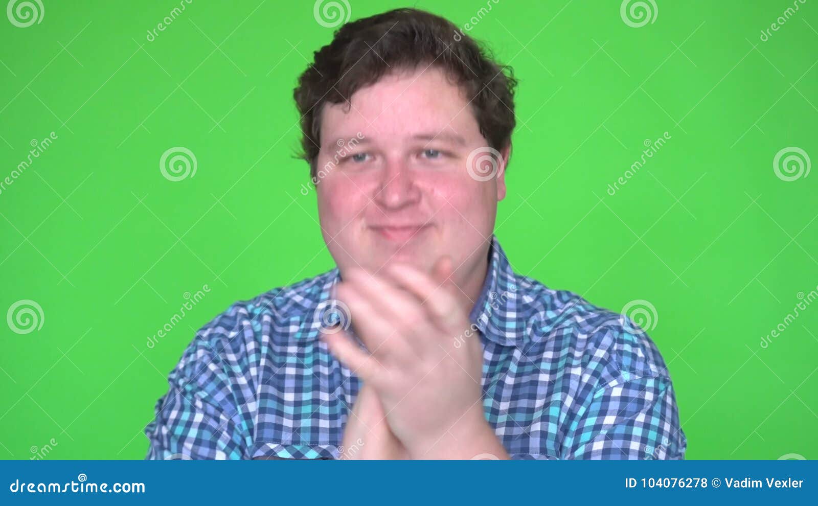 Young Man Clapping on Chroma Key Green Screen Background Stock Footage