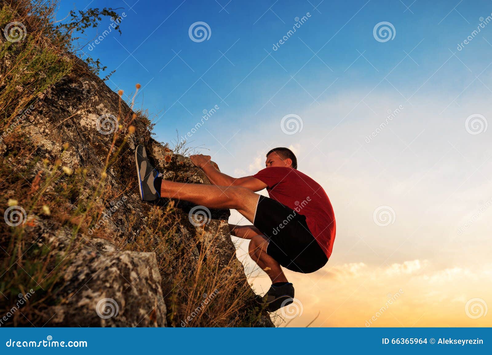 Young Man Climbing on a Wall Stock Photo Image of climbing