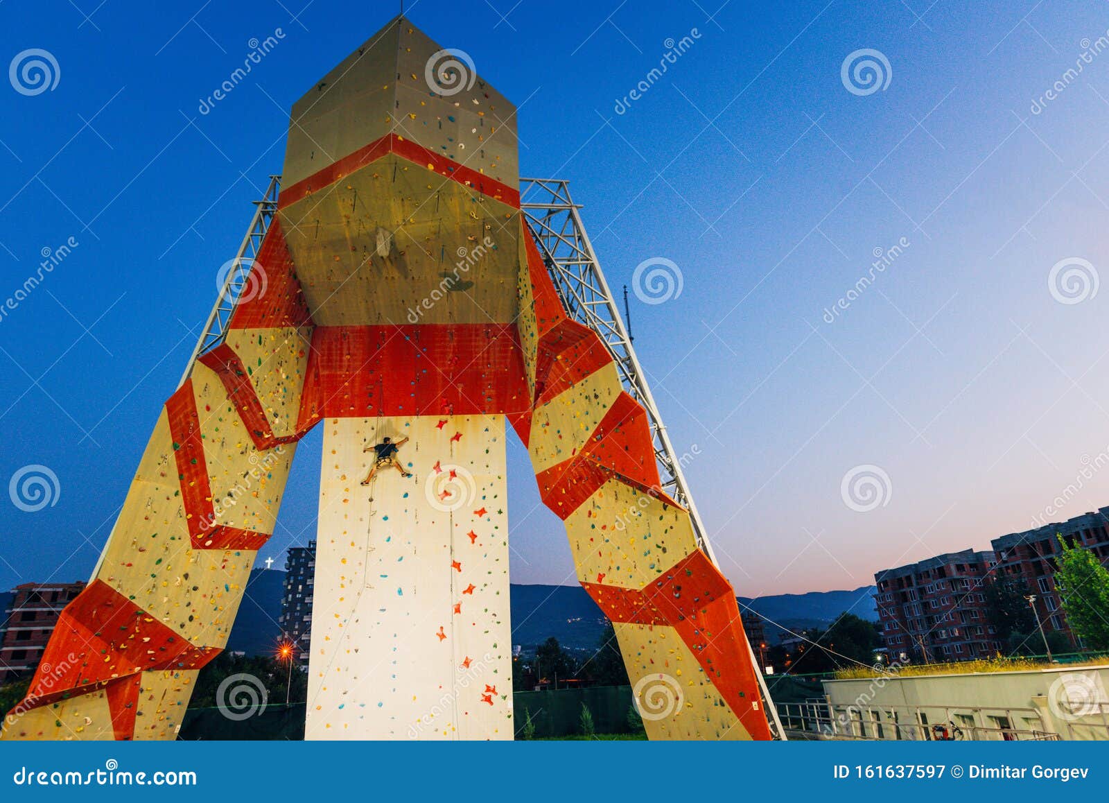 Muscular Man Climbing on a Big Wall Stock Image - Image of high ...