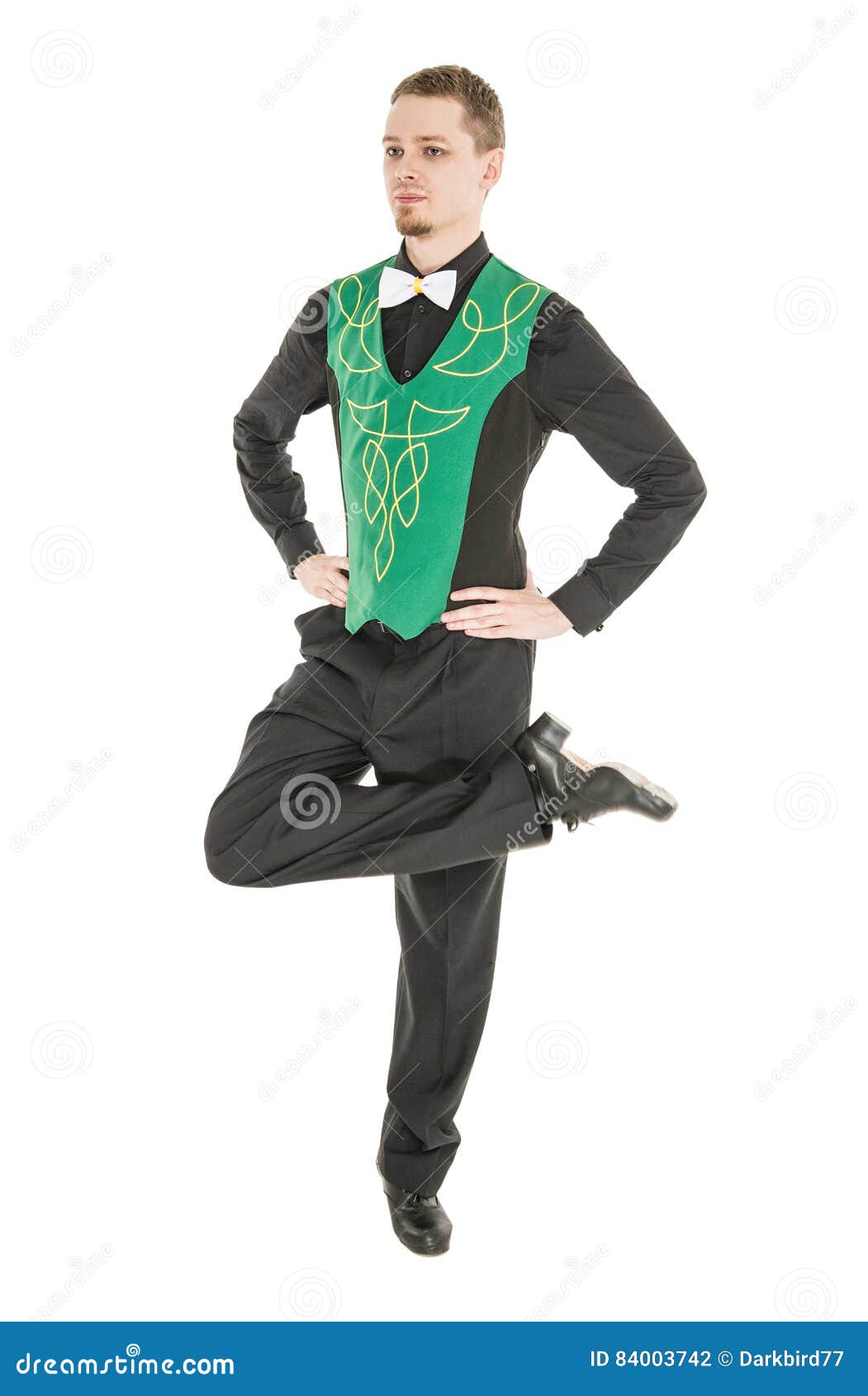 Young Man in Costume for Irish Dance Isolated Stock Photo Image of
