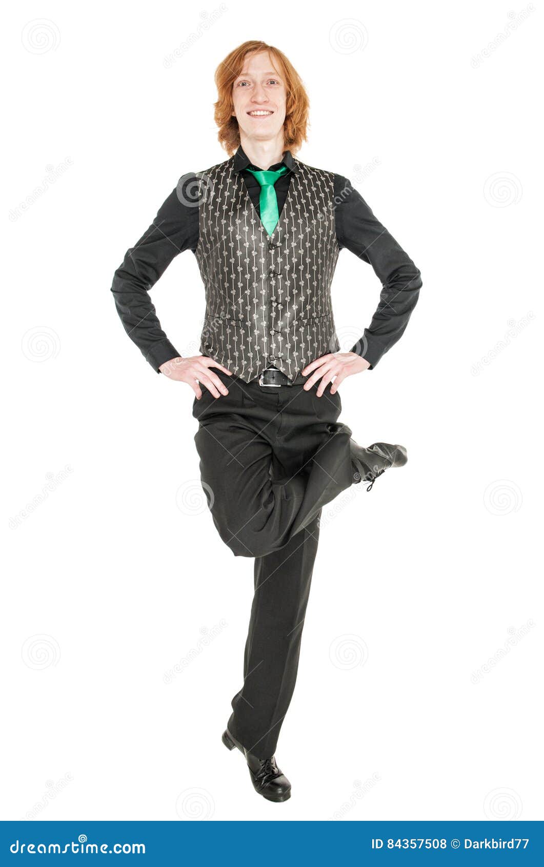 Young Man in Costume for Irish Dance Isolated Stock Photo Image of