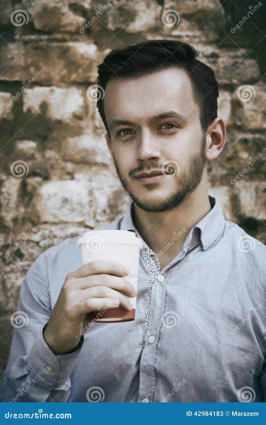 Young Man with Cup of Coffee Stock Image Image of portrait, coffee
