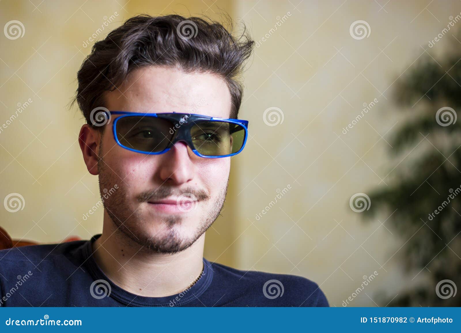 Young Man in 3d Glasses Sitting Watching Television Stock Photo - Image ...