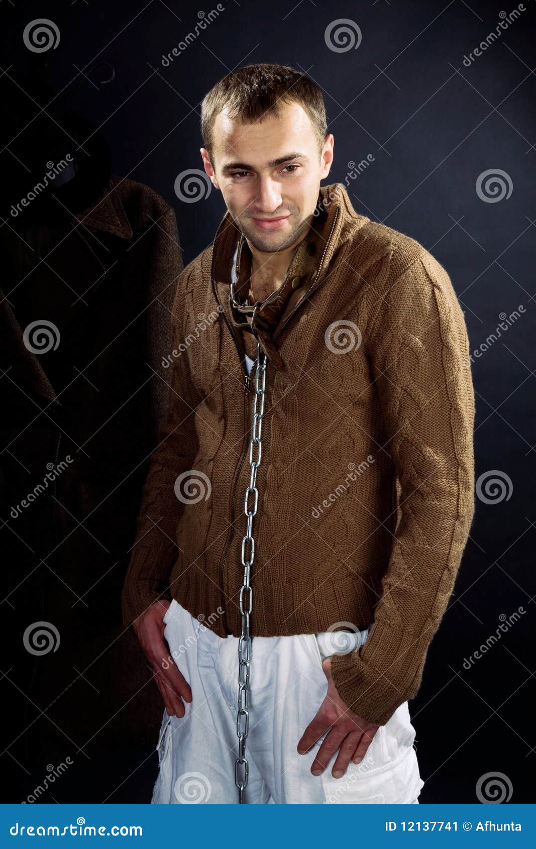 A Young Man in a Dog Collar Around His Neck Stock Image Image of