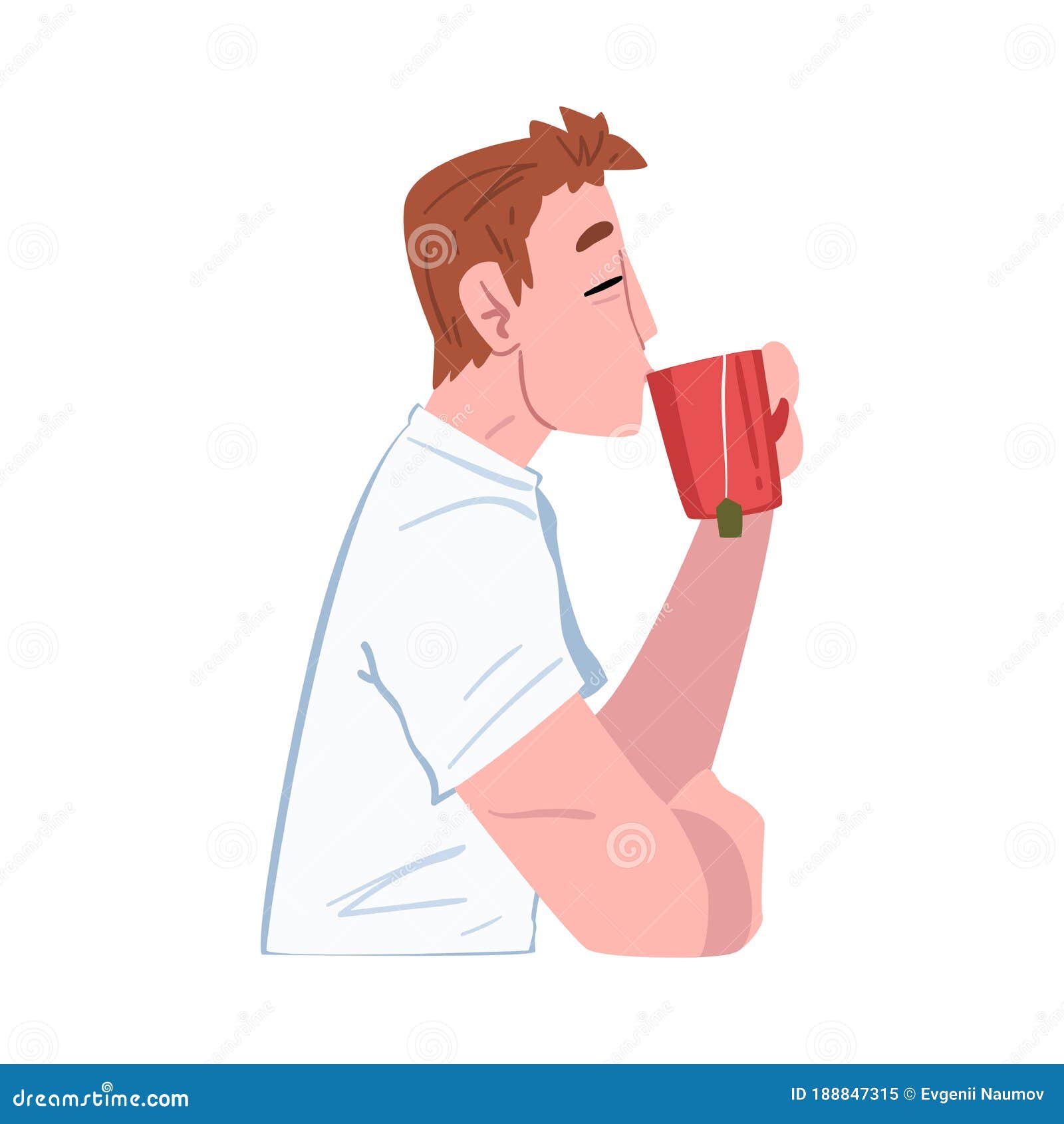 Young Man Drinking Tea or Coffee, Guy Enjoying Drinking of Hot Drink, Side  View, People Activity daily Routine Cartoon Stock Vector - Illustration of  morning, kitchen: 188847315