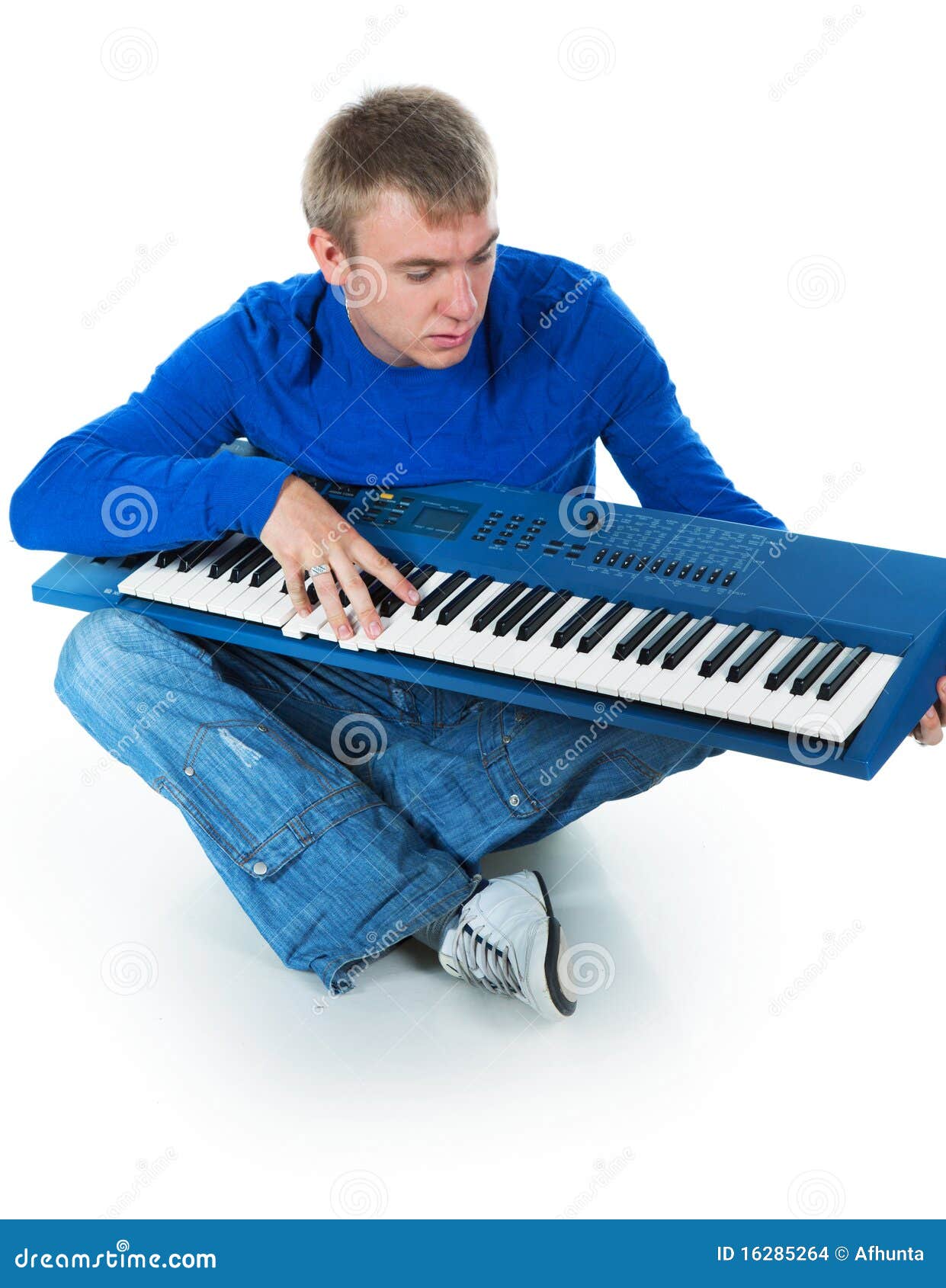 Young Man with an Electronic Piano Stock Photo Image of playing