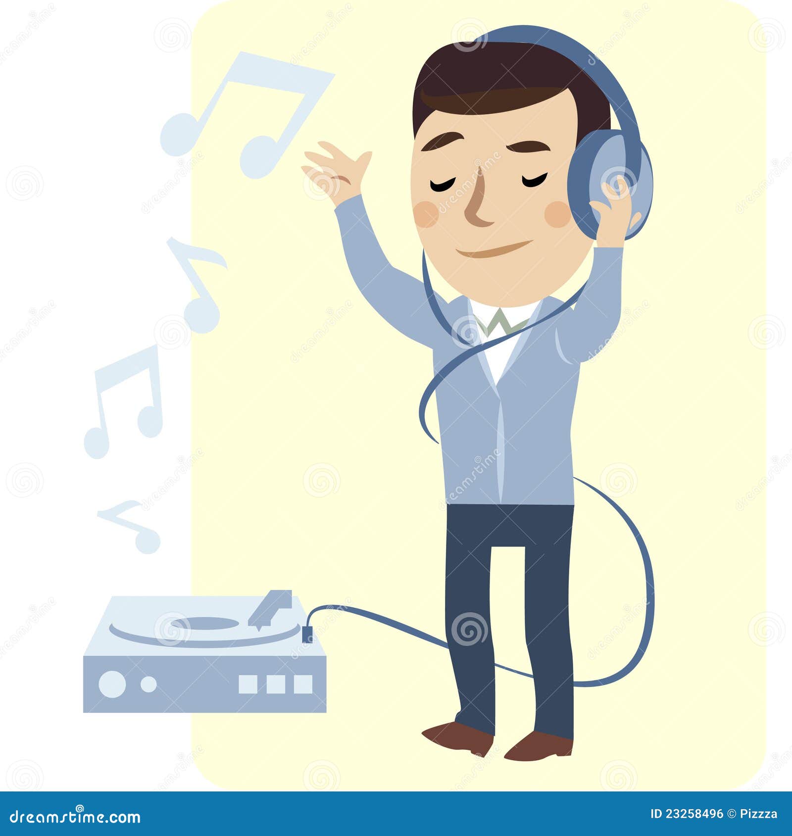 Young man enjoyment music stock vector. Illustration of curled - 23258496