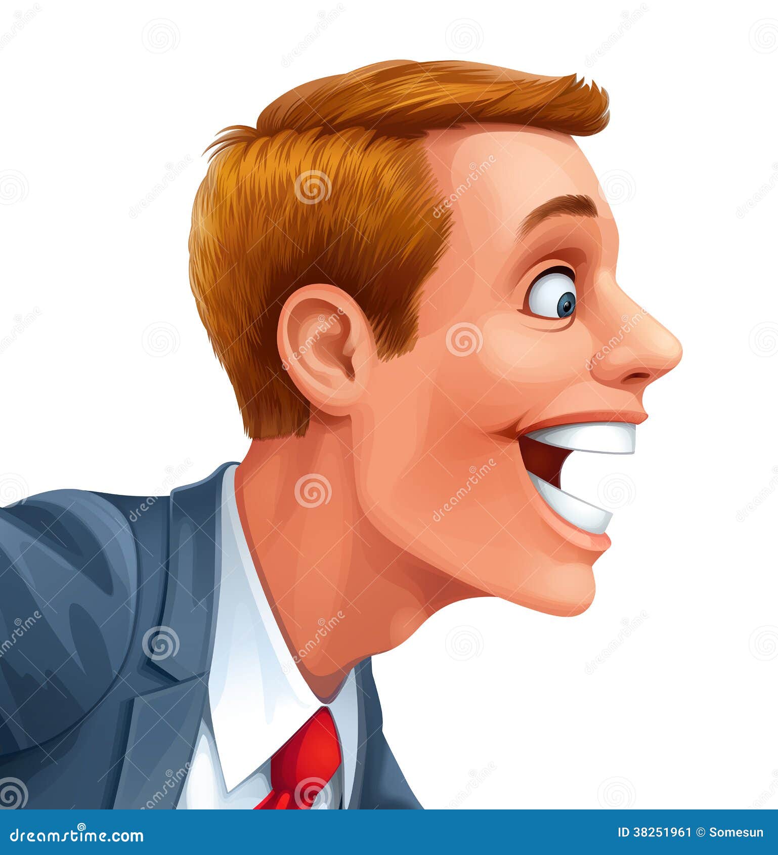 Young Man Excited Happy Smile Vector Head Stock Vector - Illustration