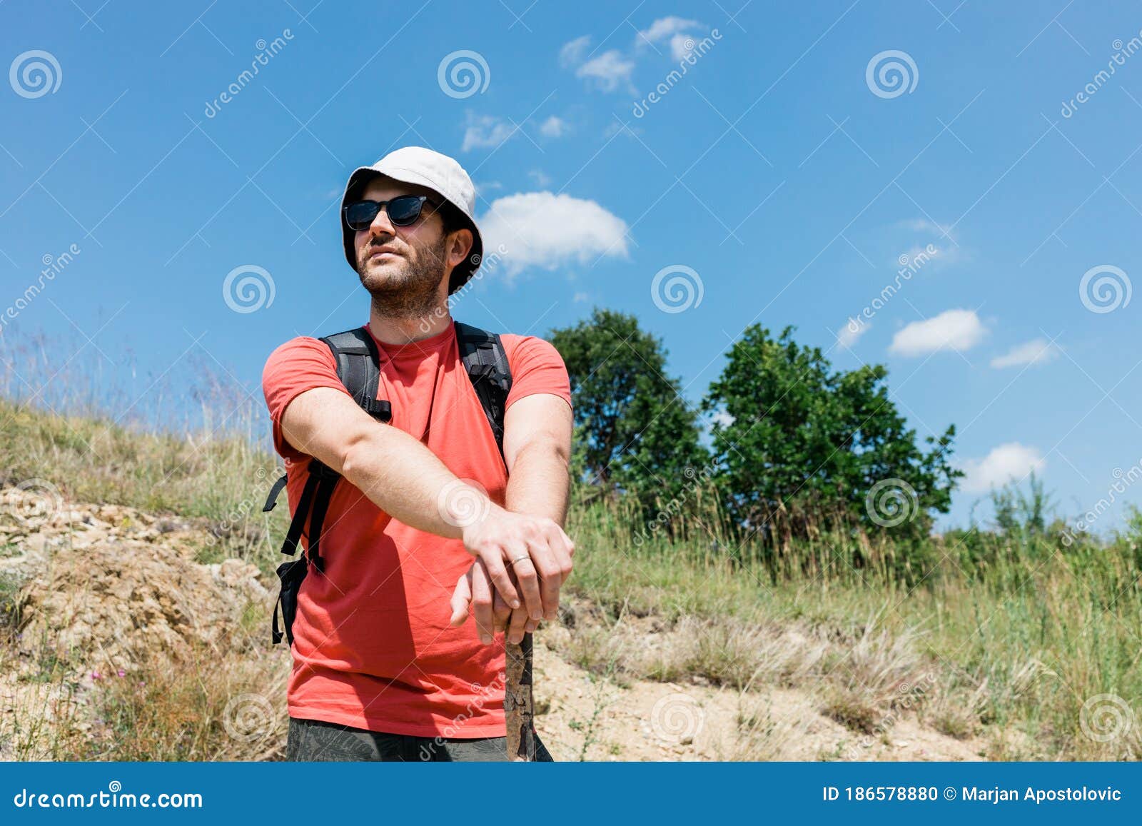 Young Man Exploring Outdoors Stock Photo - Image of hiker, caucasian ...