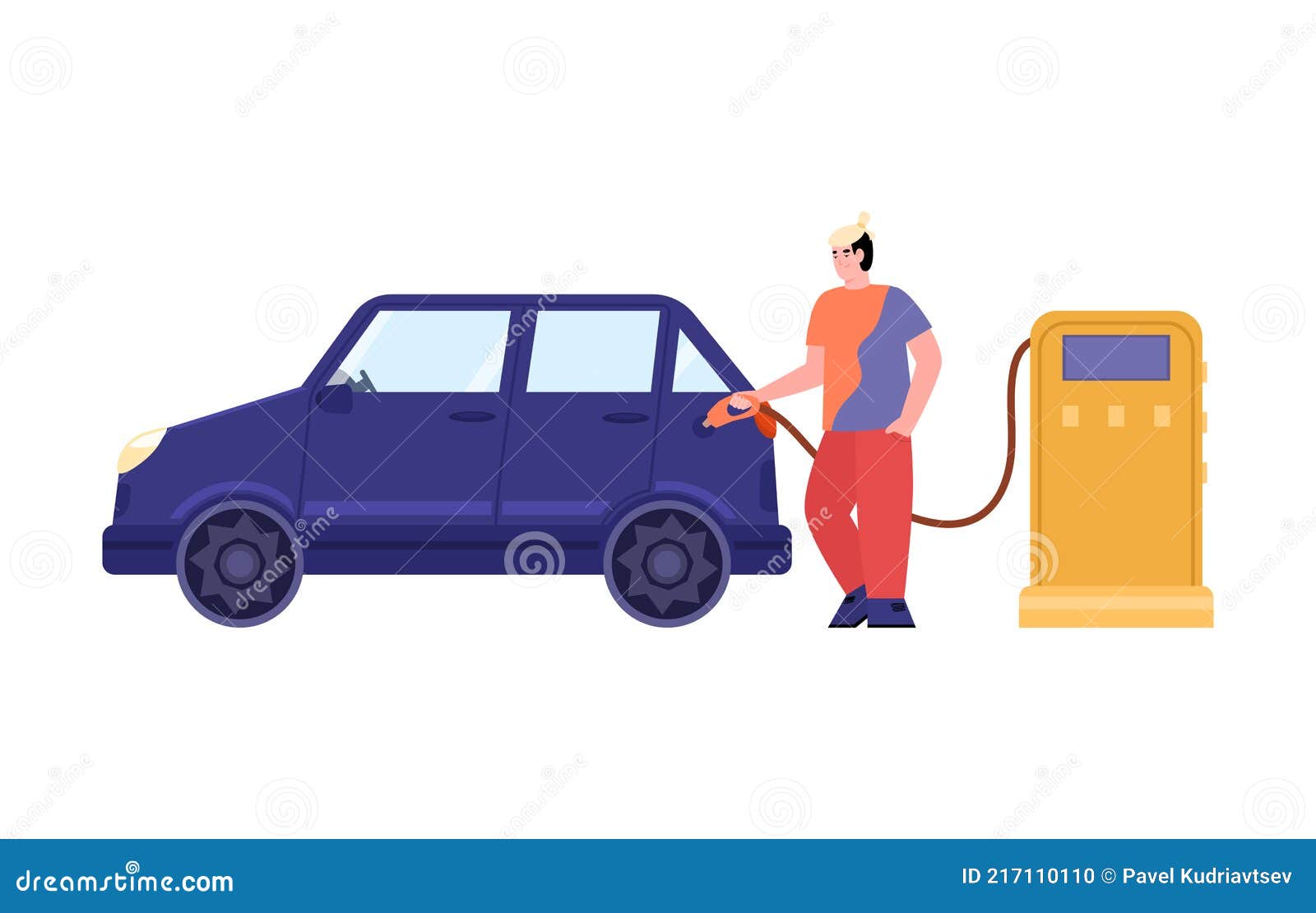 Young Man Filling Up Fuel of Car at Petrol Station a Vector Illustration. Stock Vector - Illustration of design, person: 217110110 Young Man Filling Up Fuel of Car at Petrol Station a Vector Illustration. Stock Vector - Illustration of design, person: 217110110