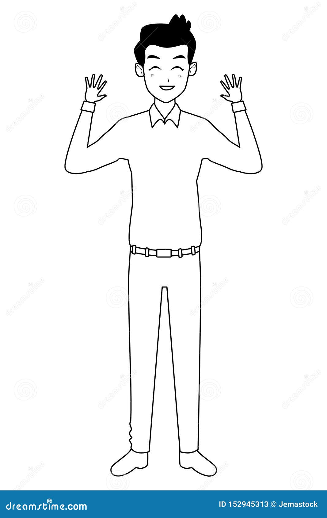 Young Man with Formal Clothes Cartoon in Black and White Stock Vector -  Illustration of confident, indoors: 152945313