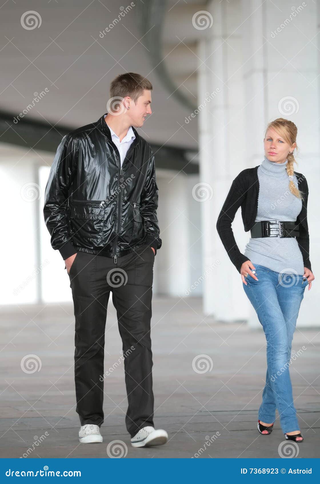 Young man and funny woman stock image. Image of european 7368923