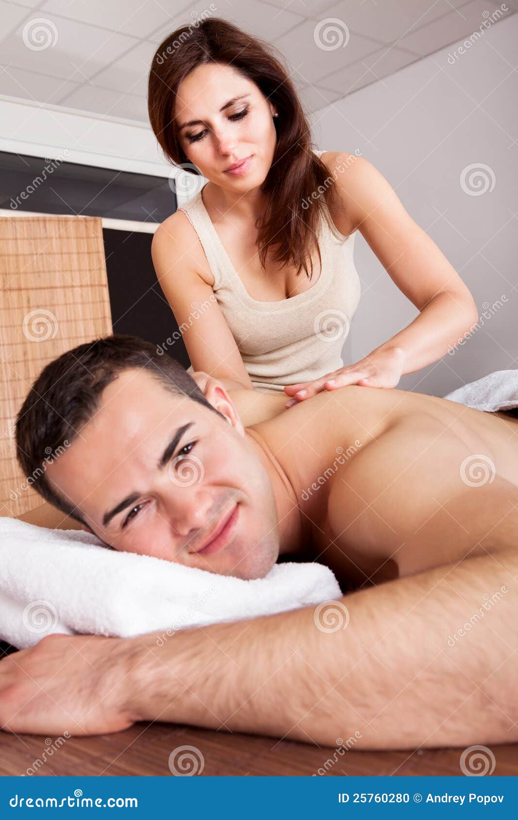 Young Man Getting Shoulder Massage Stock Photo image