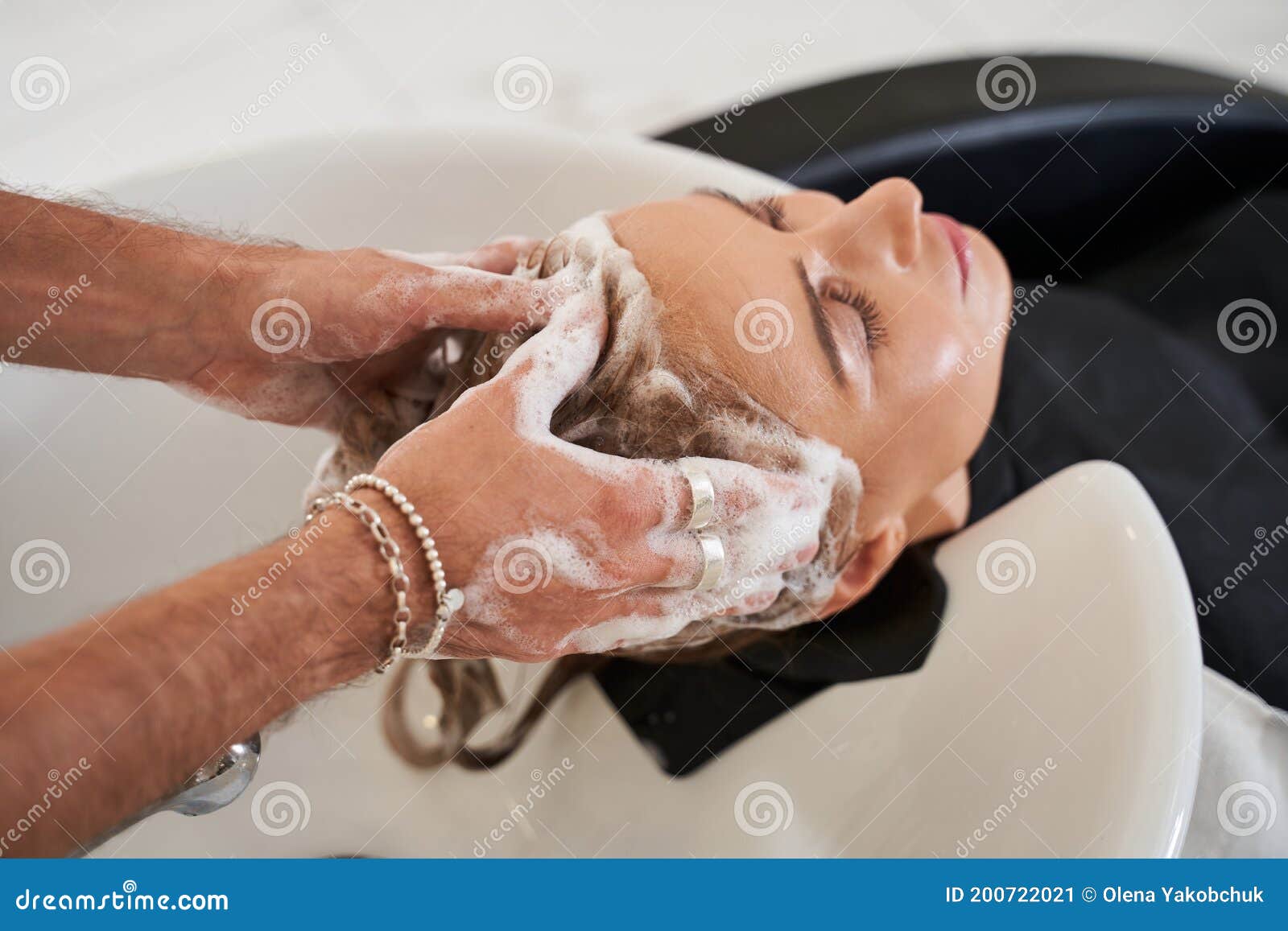 Woman Having Her Hair Washed In A Hairdressing Salon Stock Image 