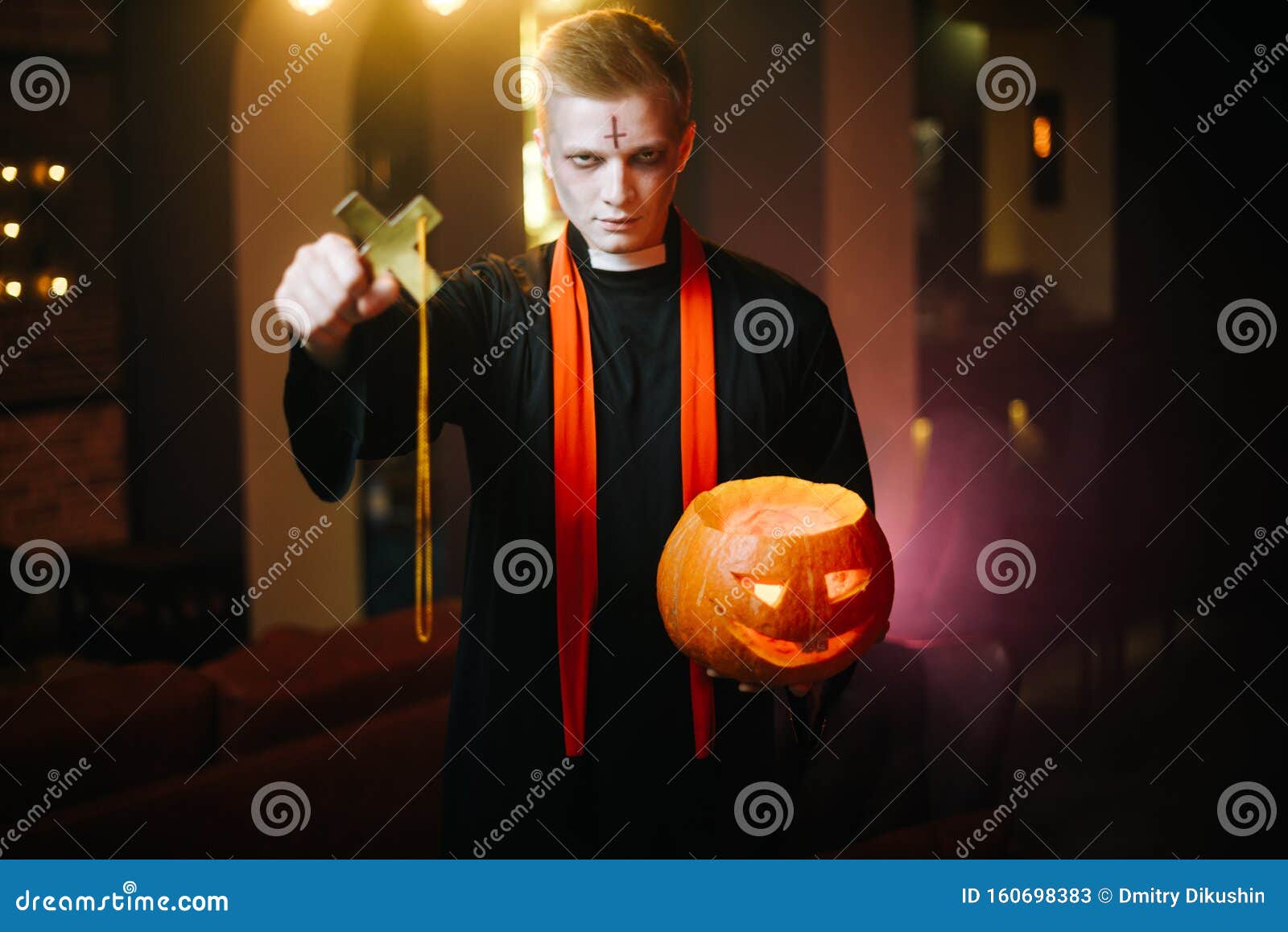 Man in a Halloween Makeup with a Fake Scar on His Cheek · Free Stock Photo