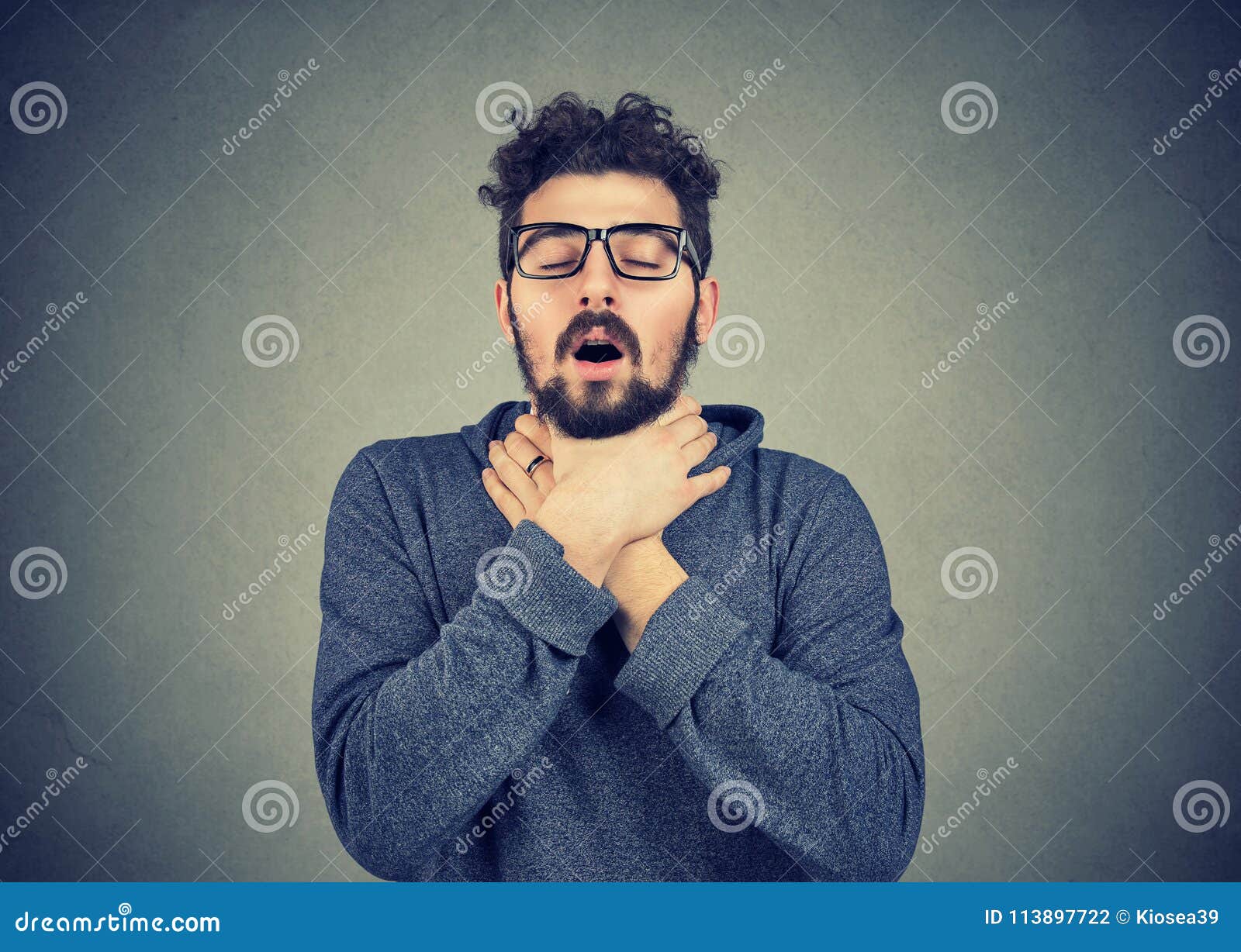 Young Man Having Asthma Attack Can`t Breath Stock Photo Image of