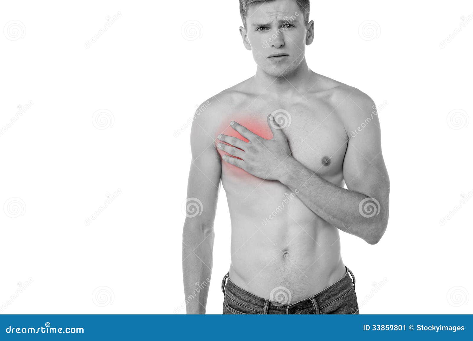 Young Man Having Chest Pain Stock Image Image of disorder, health