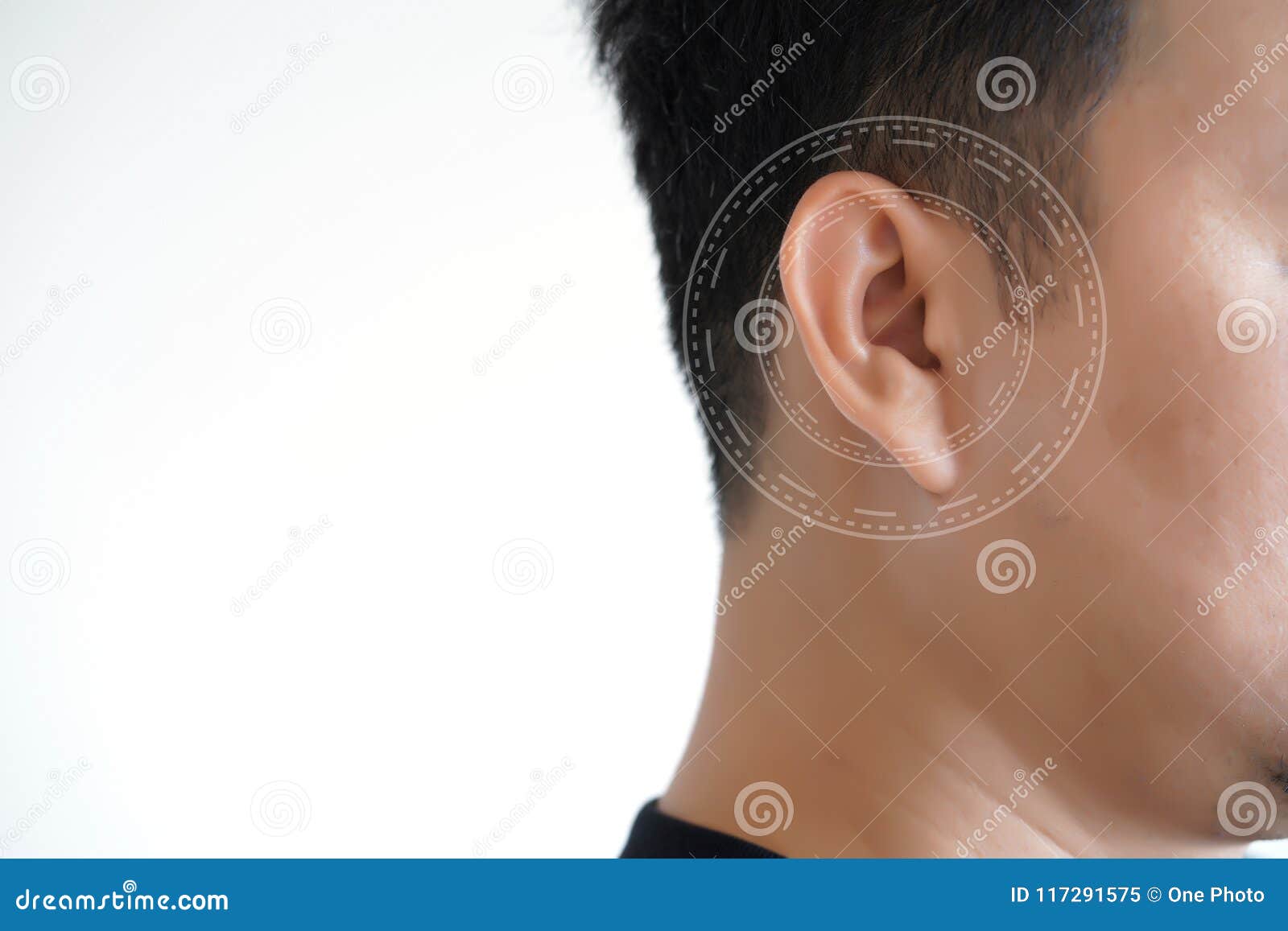 Young Man Hearing Loss Sound Waves Simulation Technology Hear Stock