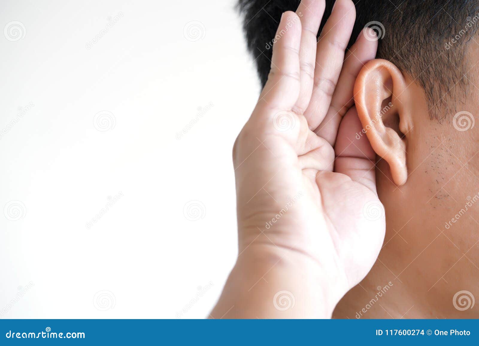 Young Man Hearing Loss Sound Waves Simulation Technology Hear Stock