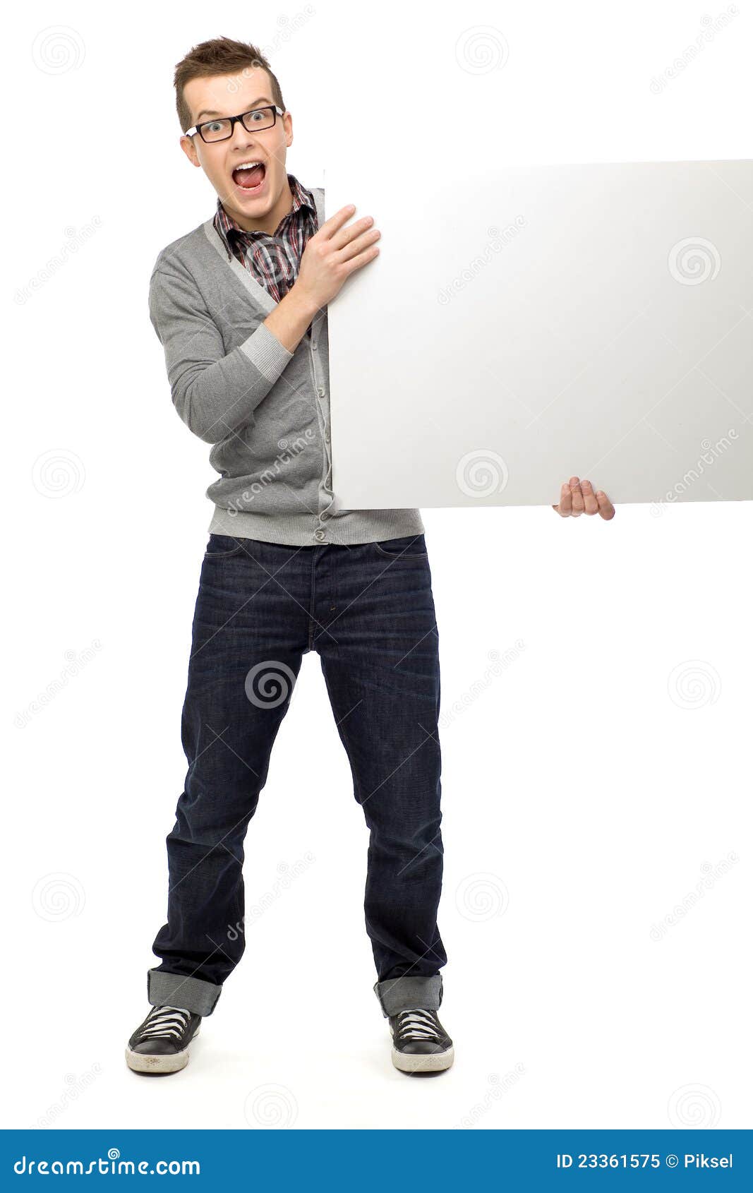 Young Man Holding Blank Placard Stock Image - Image of holding, sign ...