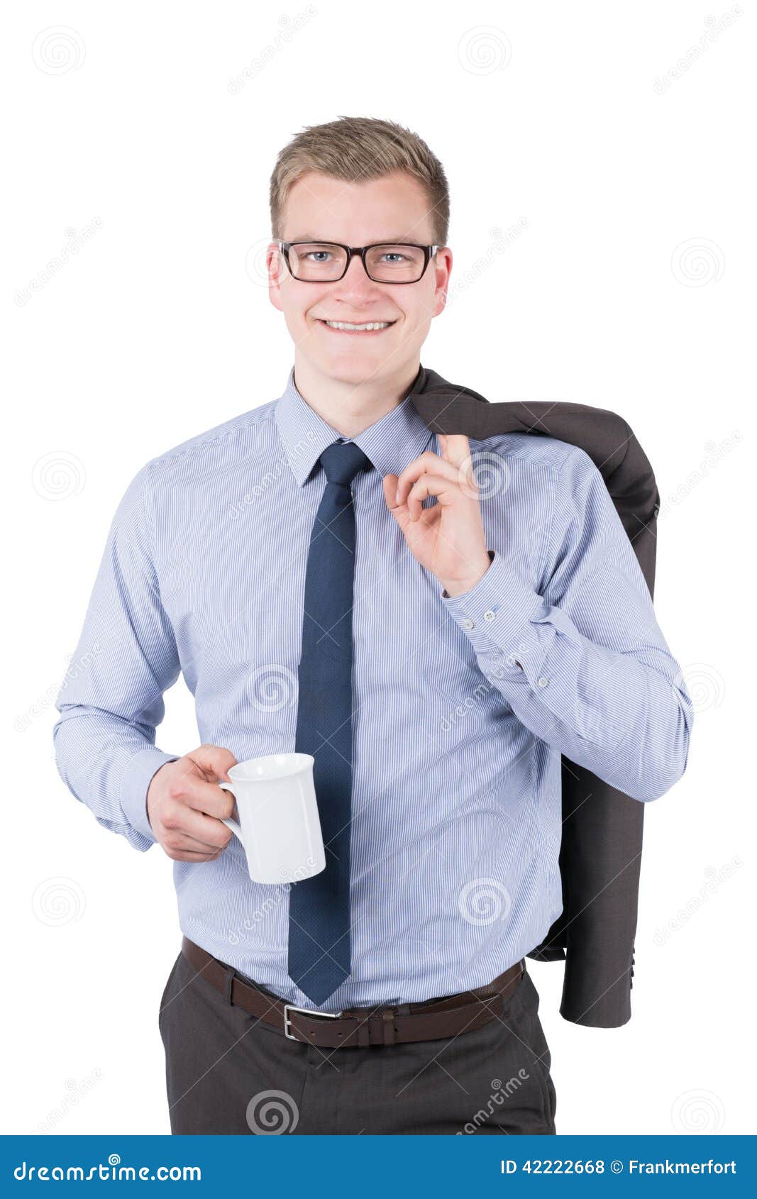 Young Man is Holding a Cup of Coffee Stock Photo - Image of young, gray ...