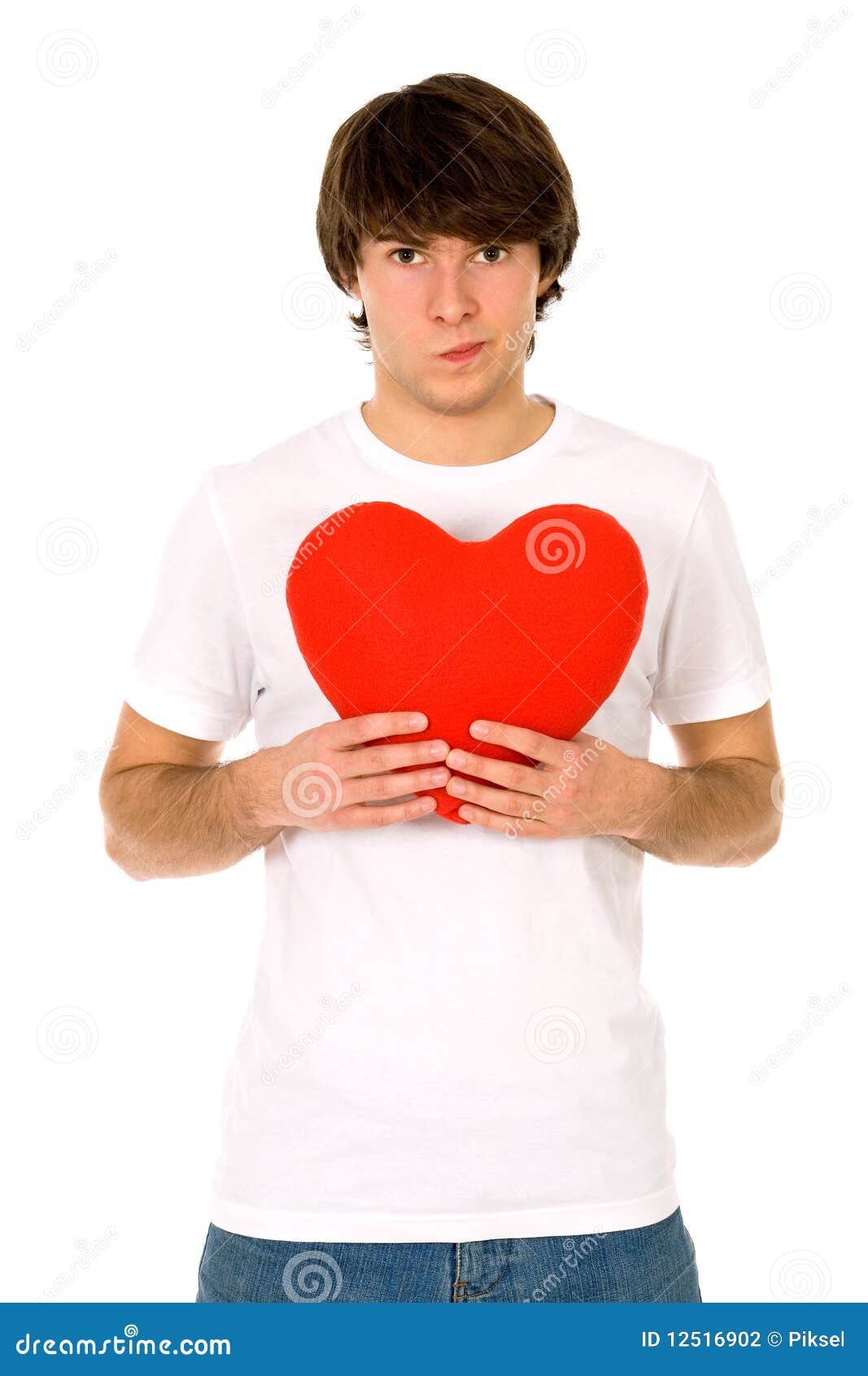 Young man holding heart stock photo. Image of shot, heart 12516902
