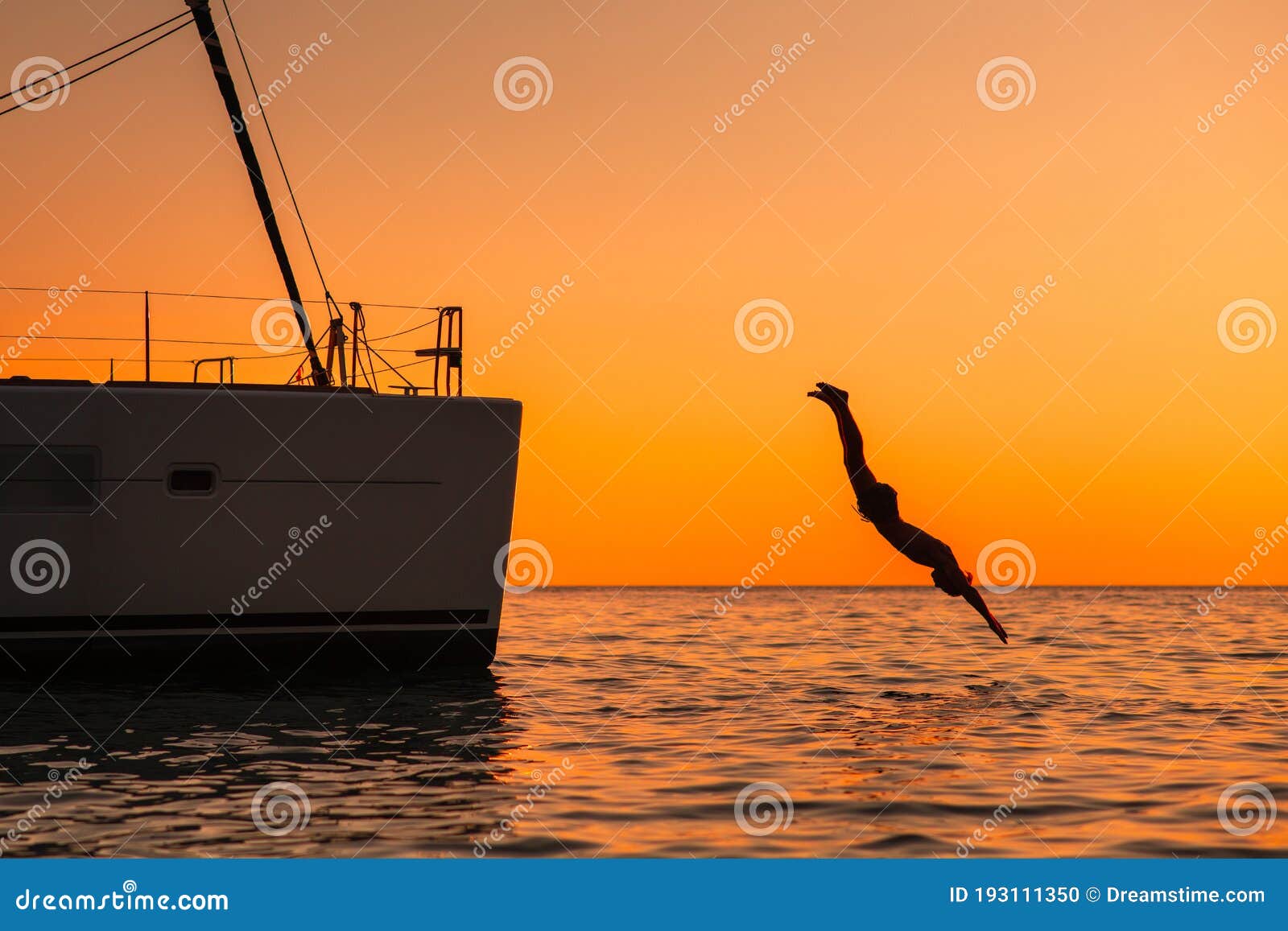 man falling off yacht