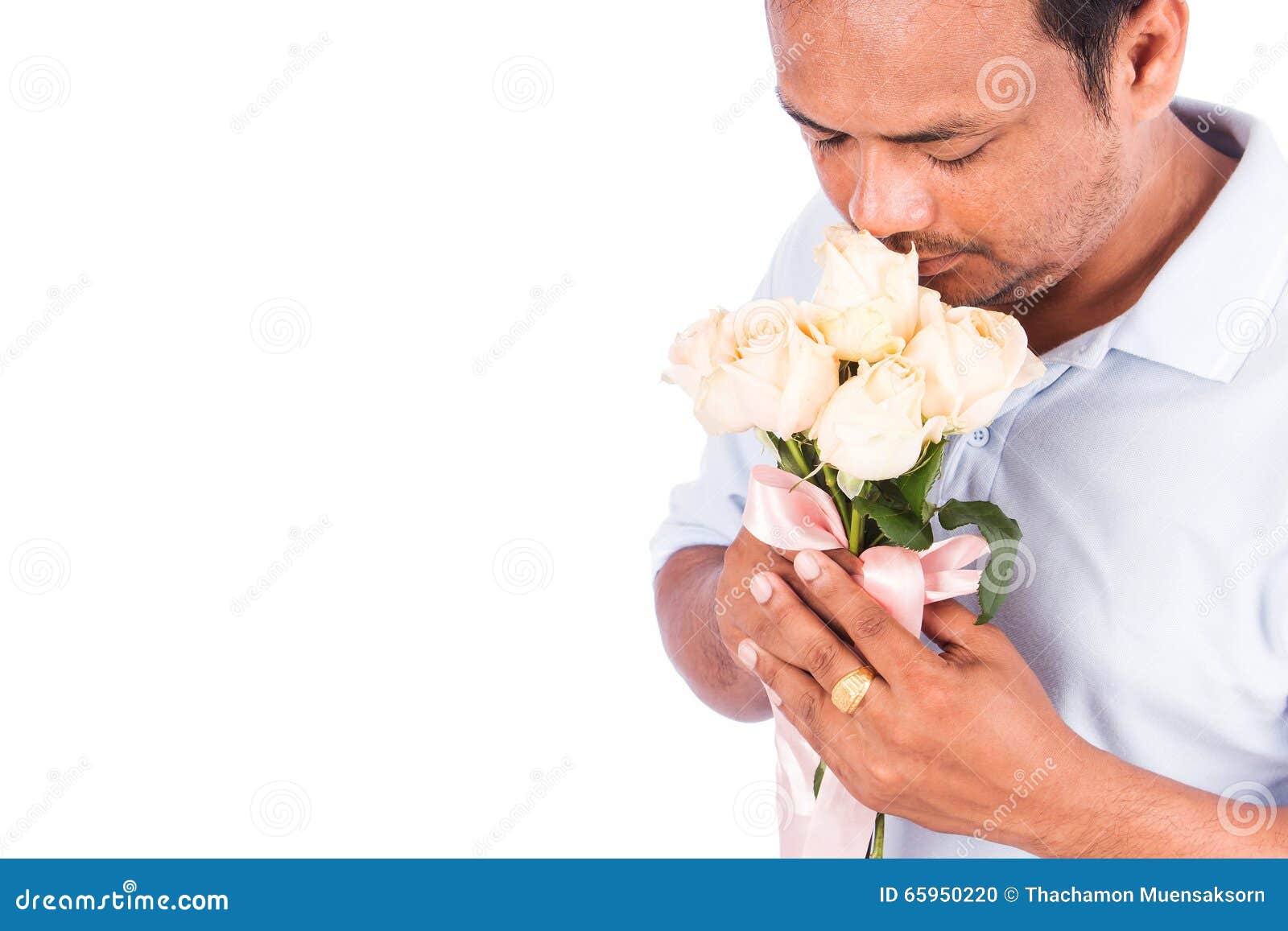 Young man kiss rose stock photo. Image of portrait, male 65950220