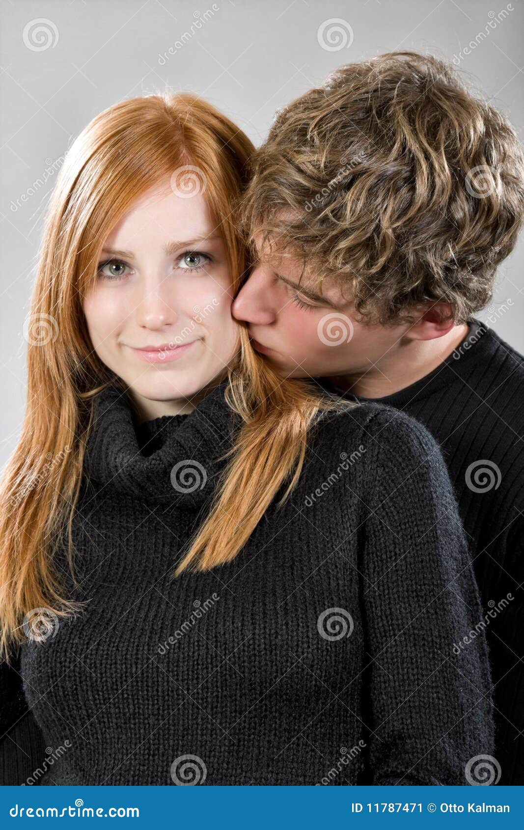 Young Man Kissing His Girlfriend Stock Image Image of playful, kiss