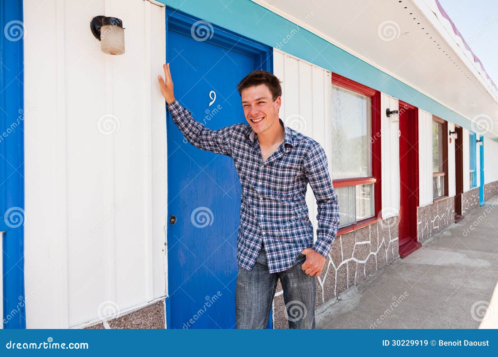 Young Man Looking for His Hotel Room Stock Image Image of business