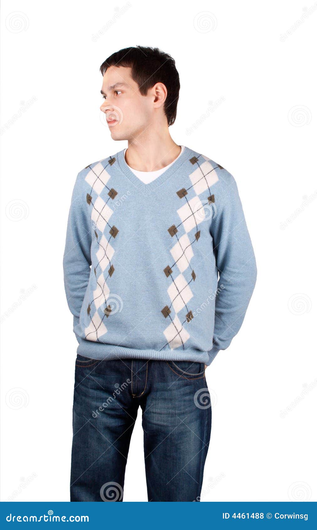 Young man looking right stock photo. Image of male, jeans - 4461488