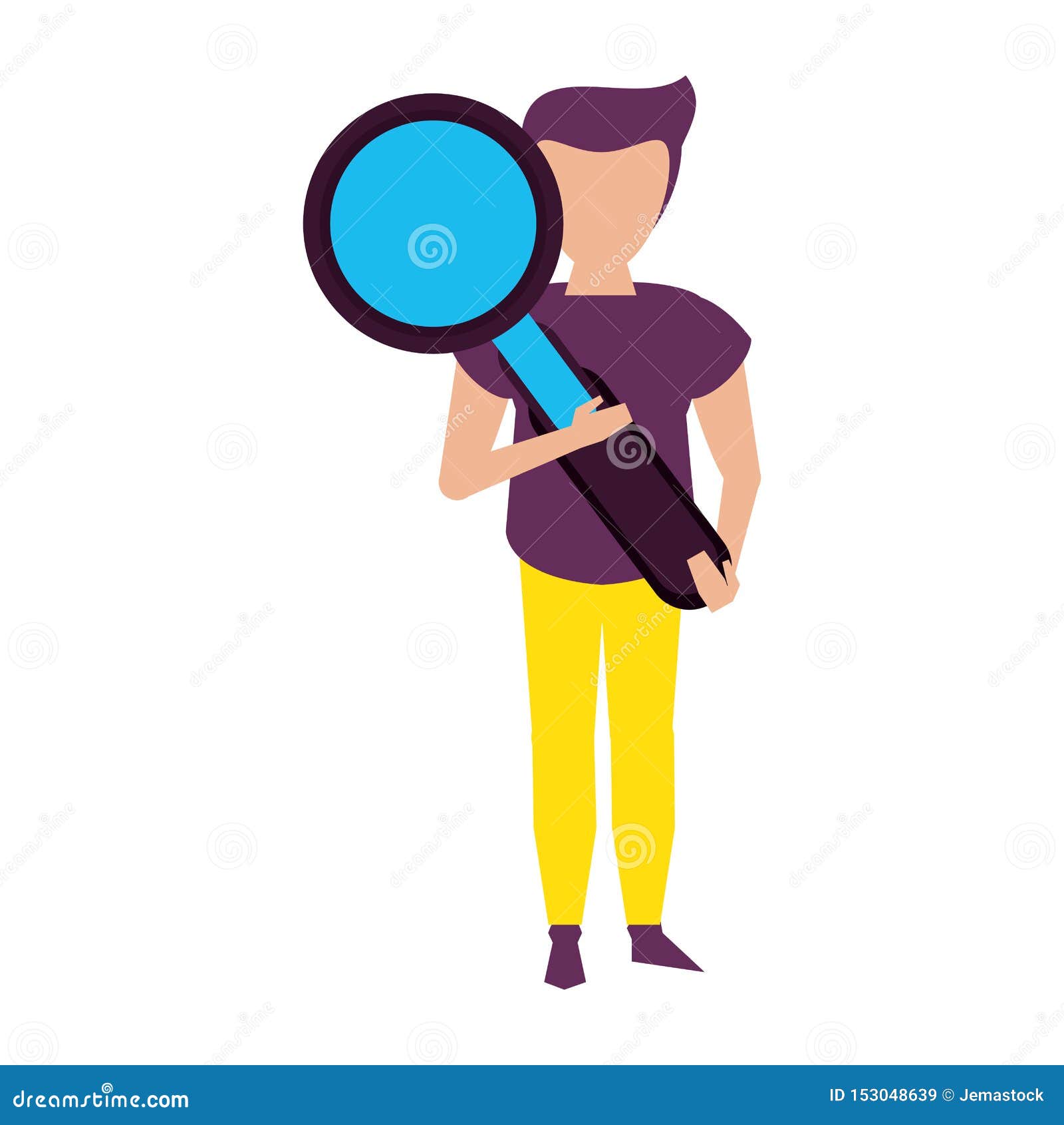 Young Man with Magnifying Glass Stock Vector - Illustration of modern ...