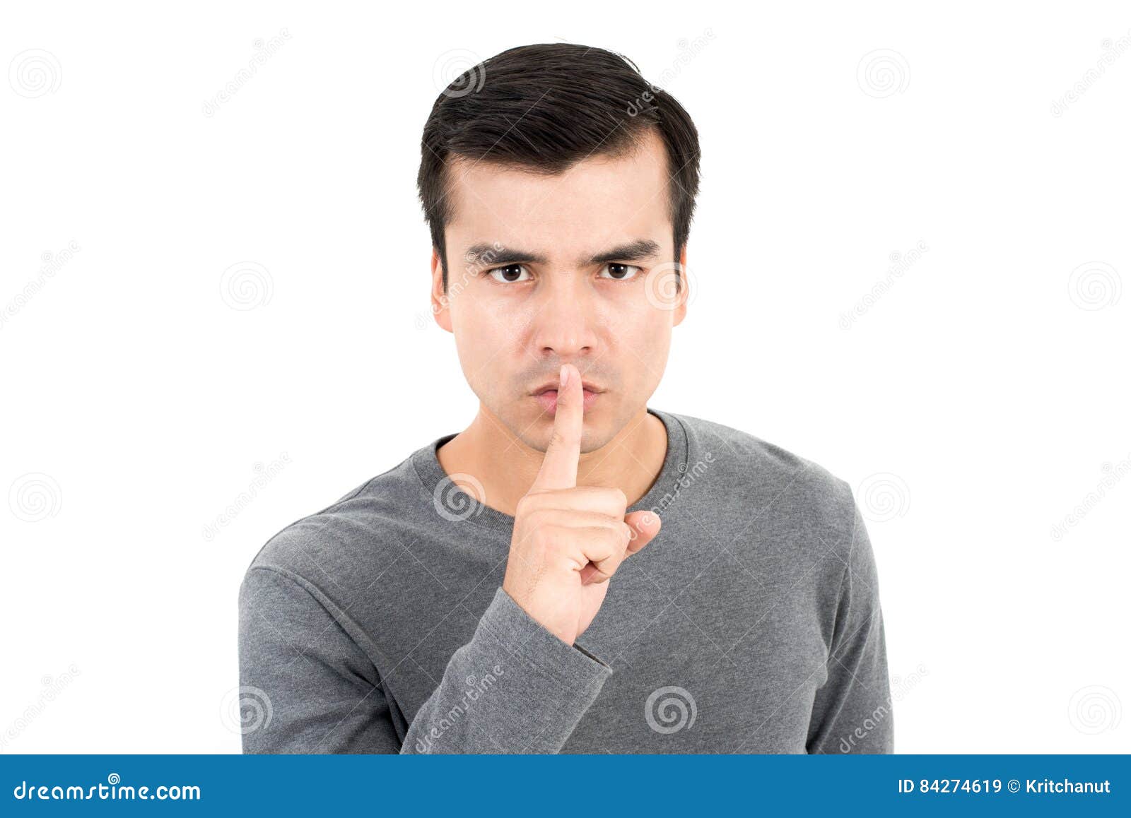 Young Man Making Hush Shh Gesture Stock Image Image Of Secret Silent