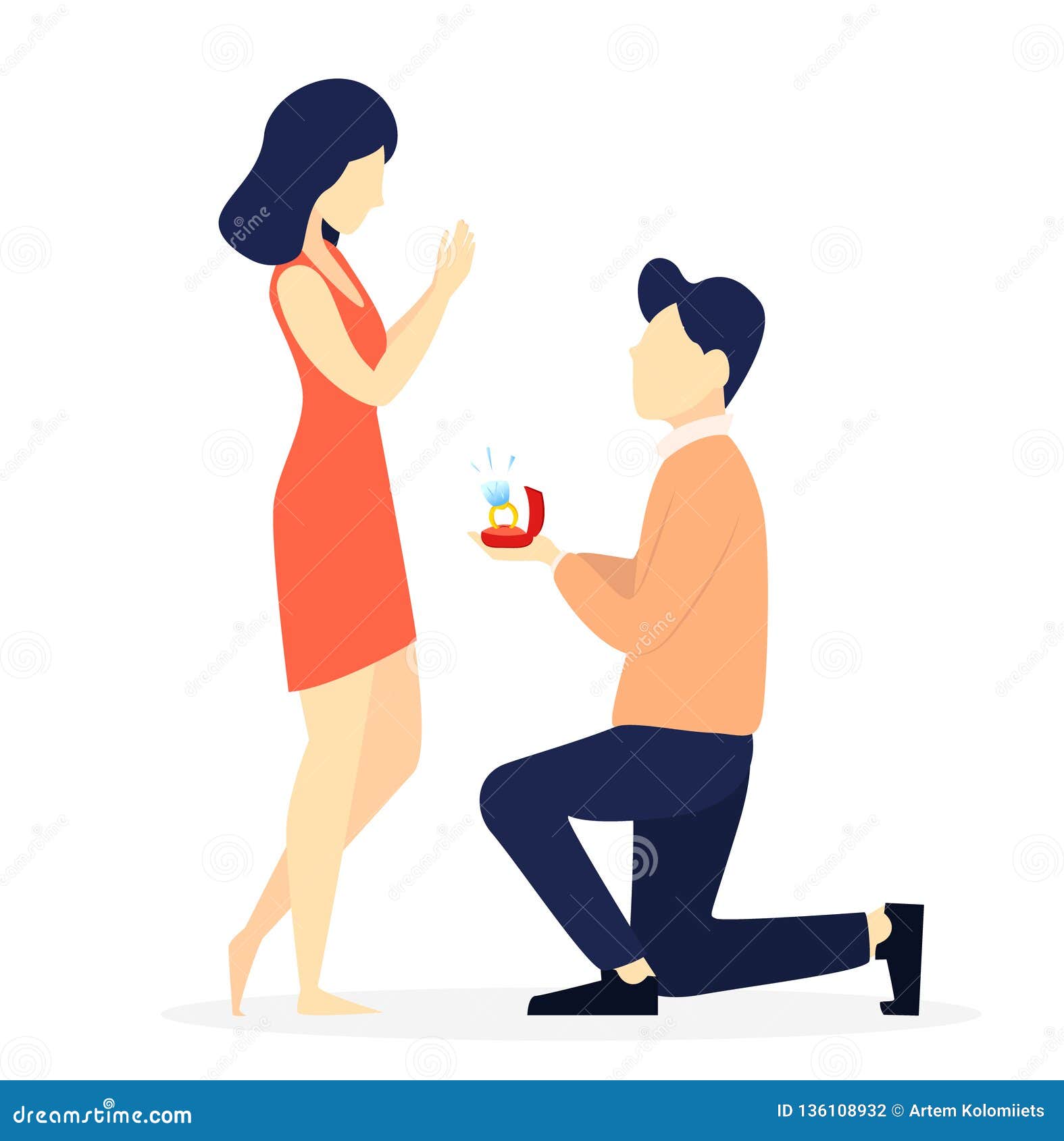 Young Man Making Marriage Proposal Stock Vector Illustration of