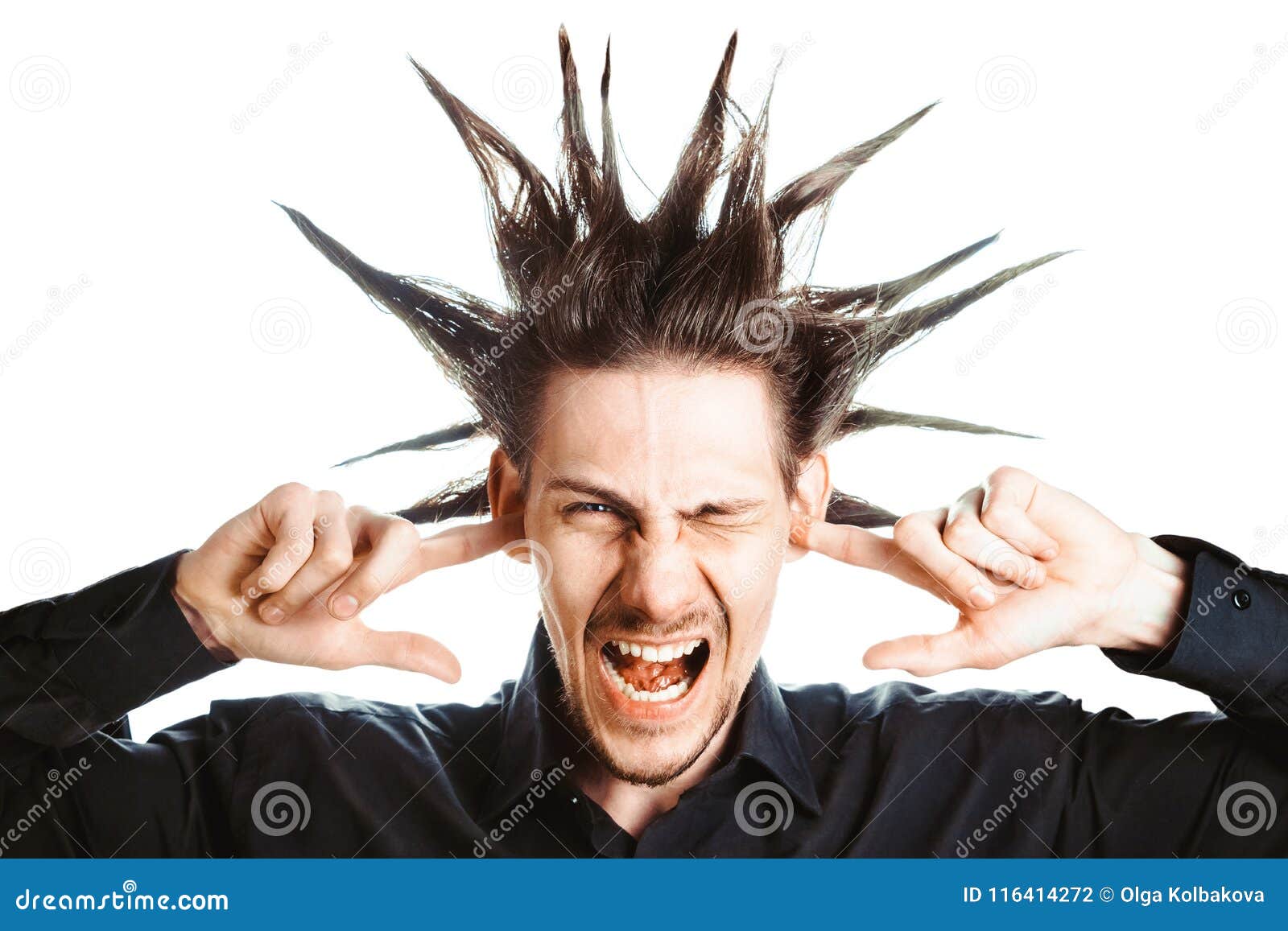 The guy plugged ears stock photo. Image of closed, beautiful 116414272