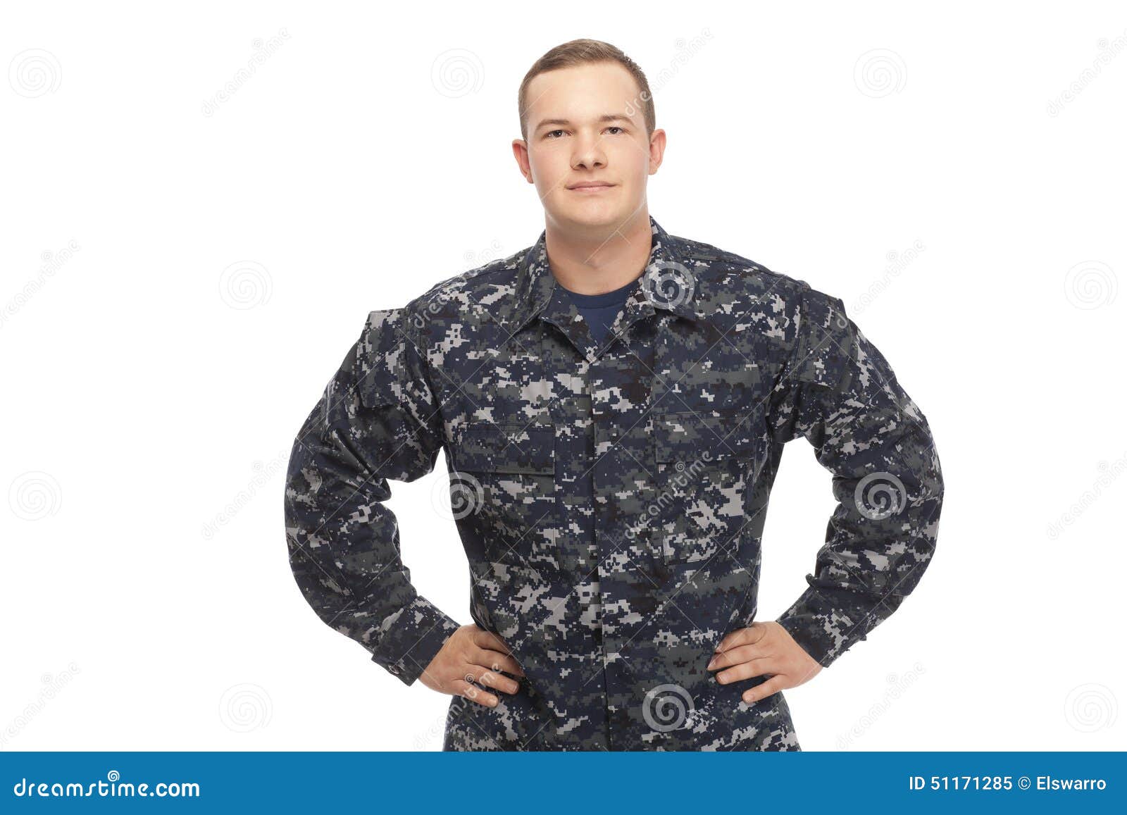 Young Man in Navy Uniform with Hands on Hips Stock Image Image of