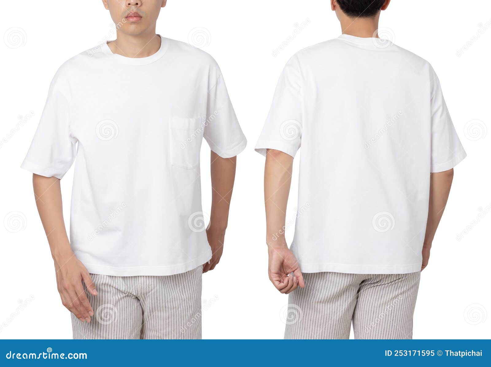 Young Man in Oversize T Shirt Mockup Isolated on White Background with ...
