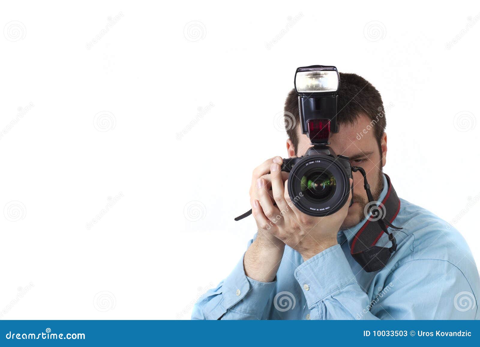 Young Man Photographing on White Stock Image Image of isolated