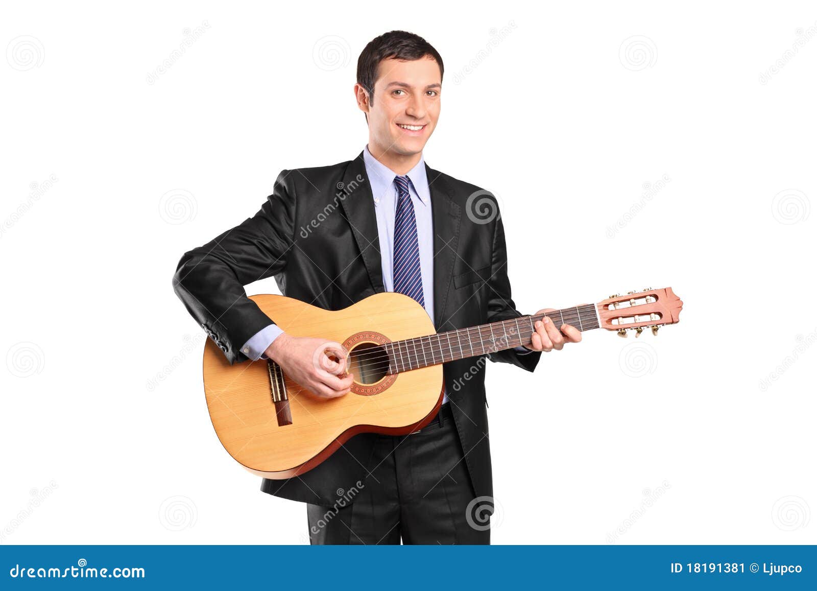A Young Man Playing Acoustic Guitar Stock Image - Image of musician