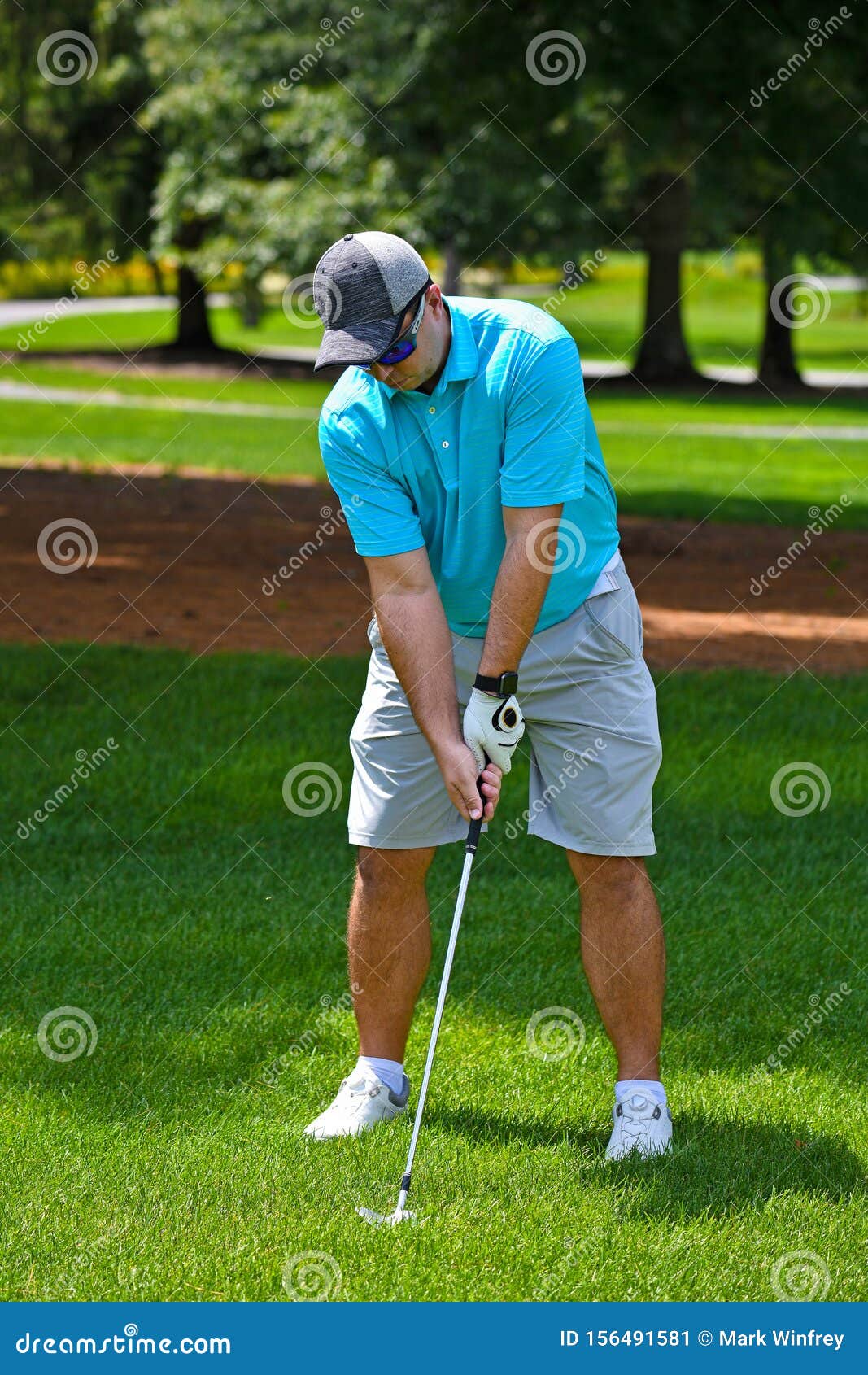 Young Man Playing a Round of Golf Stock Image - Image of person, club ...