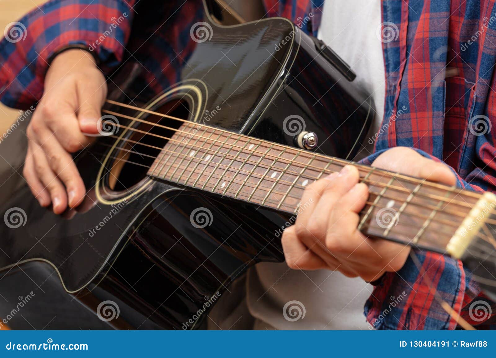 Young Man Playing Guitar Close Up View Stock Photo Megapixl