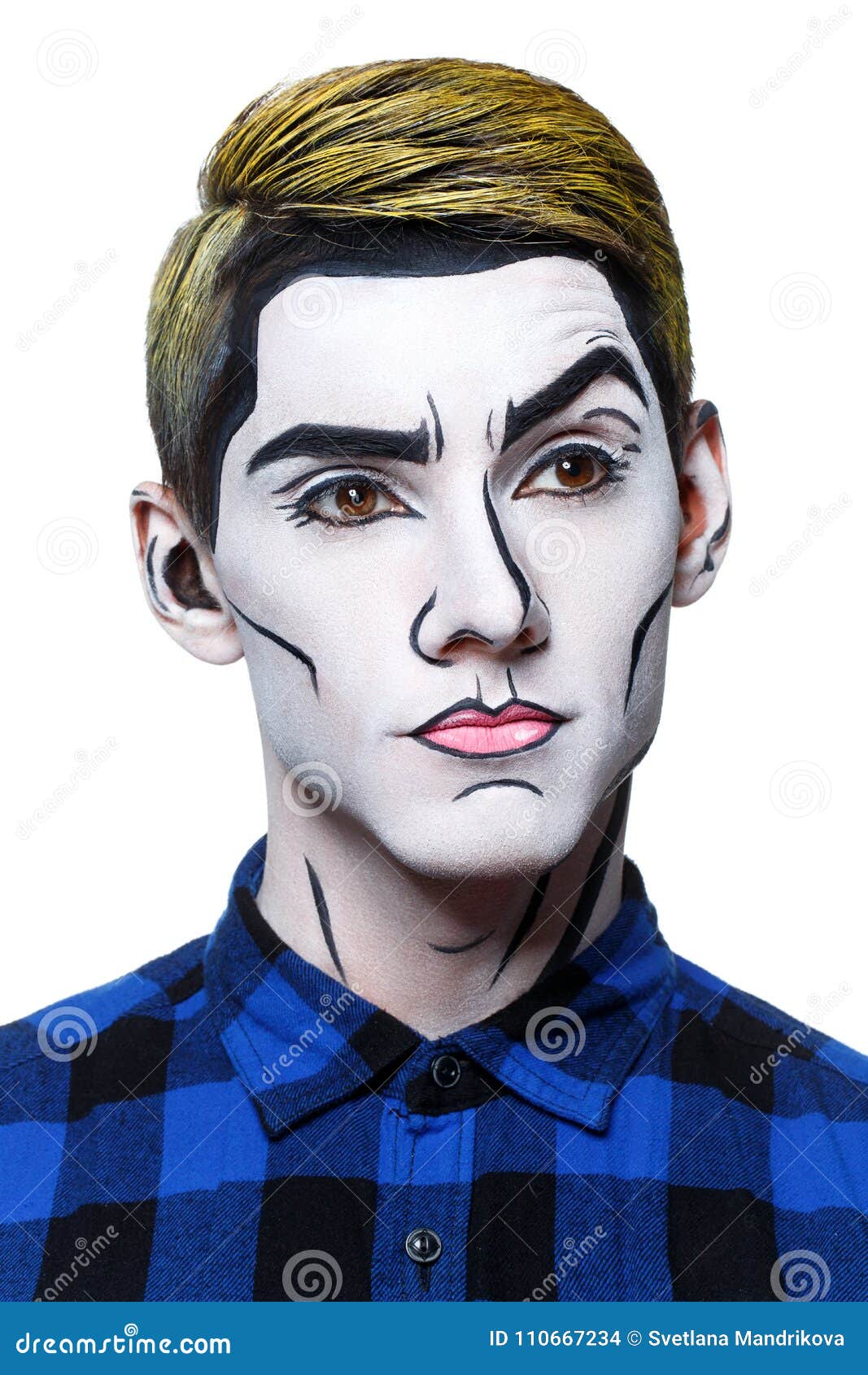 Young Man with Pop Art Makeup Stock Photo - Image of eyeliner ...