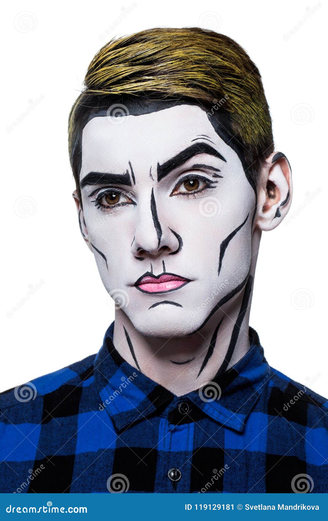 Young Man with Popart Body Paint Stock Image - Image of cartoon, body:  119129181