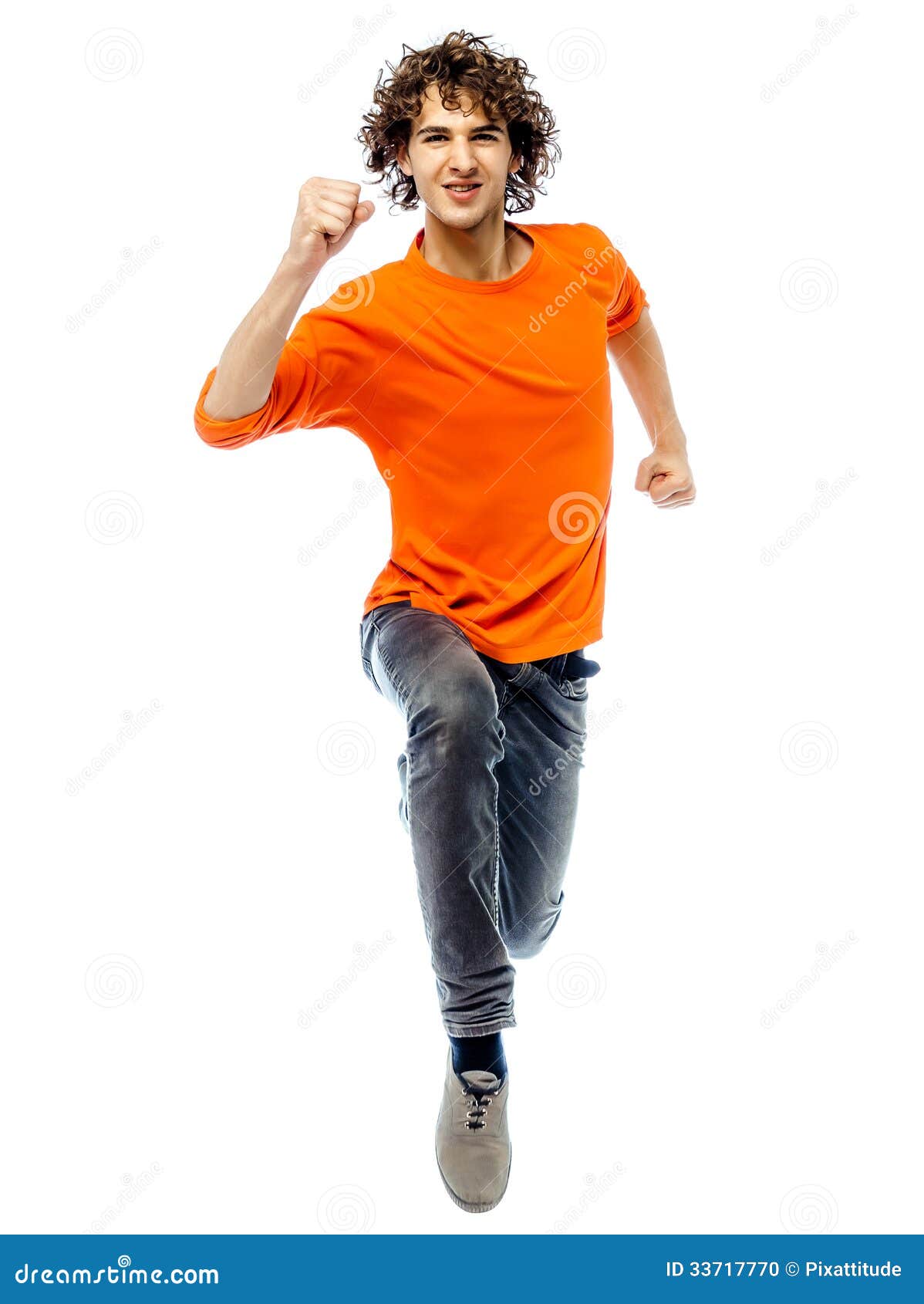 Young Man Running Front View Stock Photo - Image of full, hair: 33717770