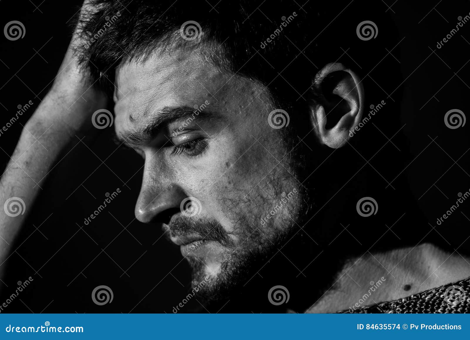 Premium Photo  Sad young african man profile view thinking in